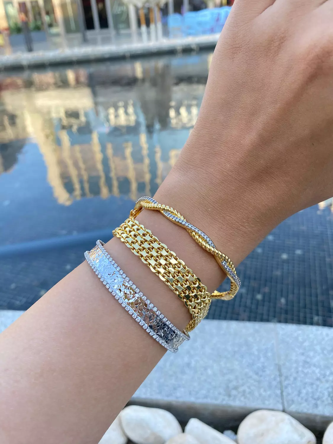 Silver/Gold glam bangles image