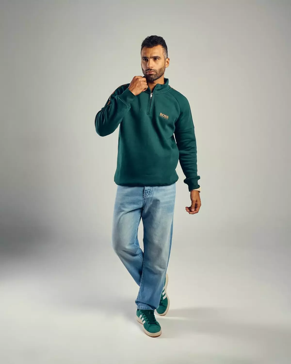 Hugo boss Dark Green Quarter zipper hover image