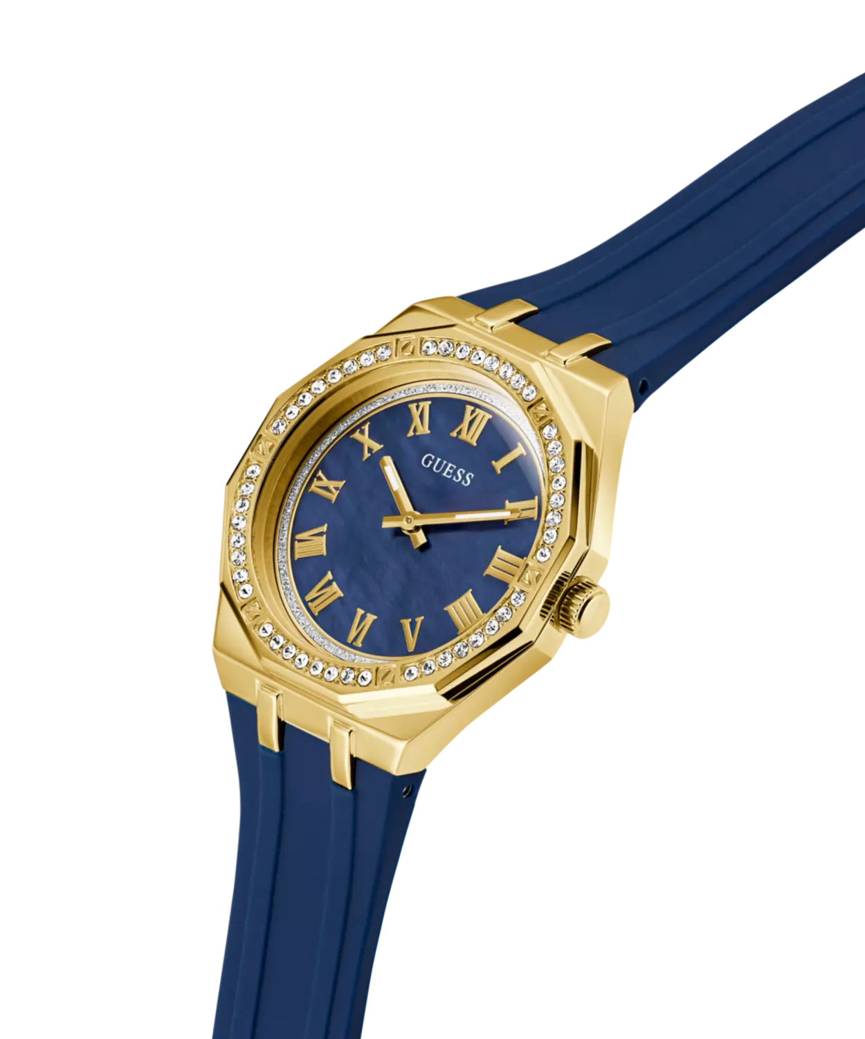 GUESS Ladies Blue Gold Tone Analog Watch 4