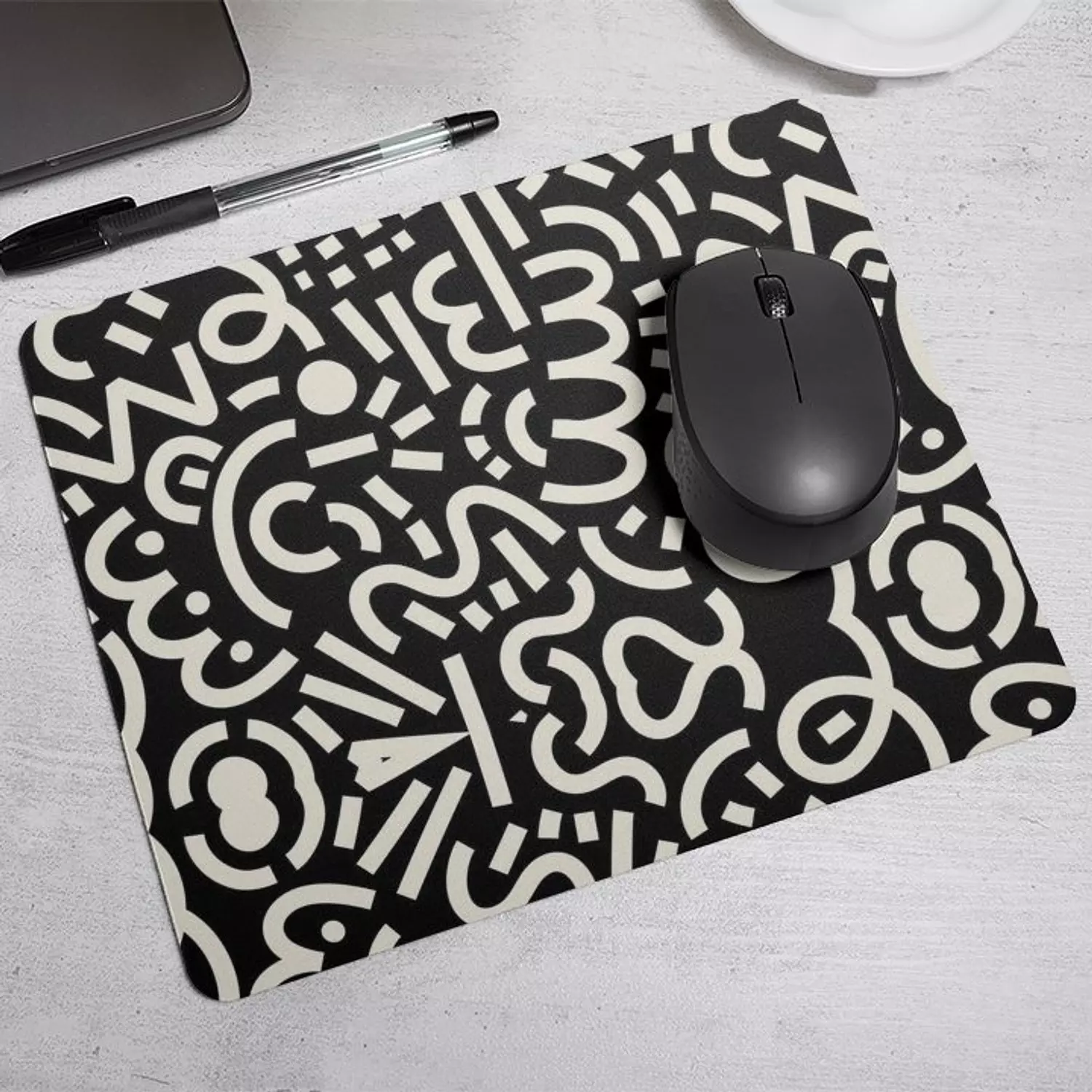 Black & White Doodles Mouse Pad  hover image