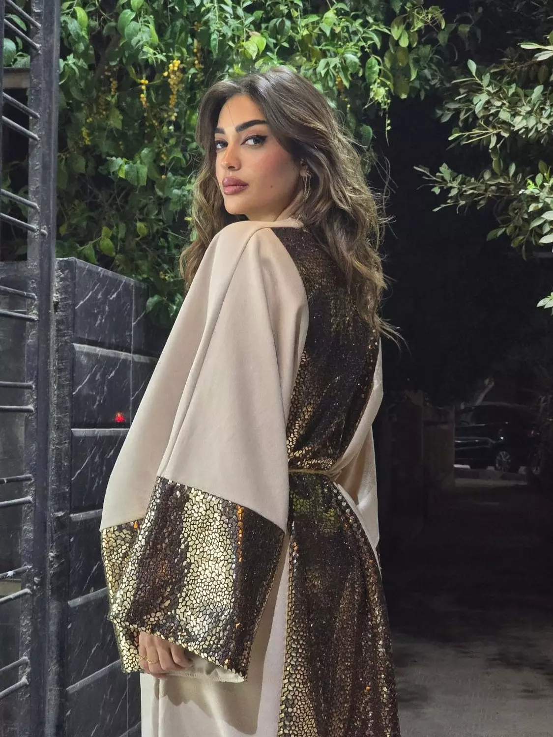 Beige Metallic Kaftan  3