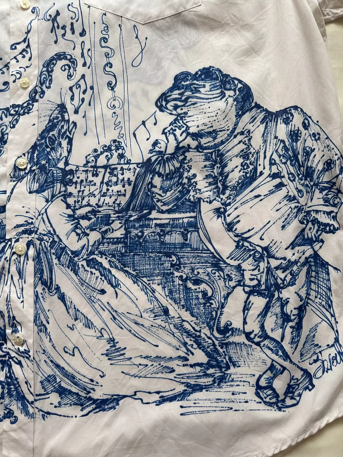 “Musical night “ hand-painted white shirt  2