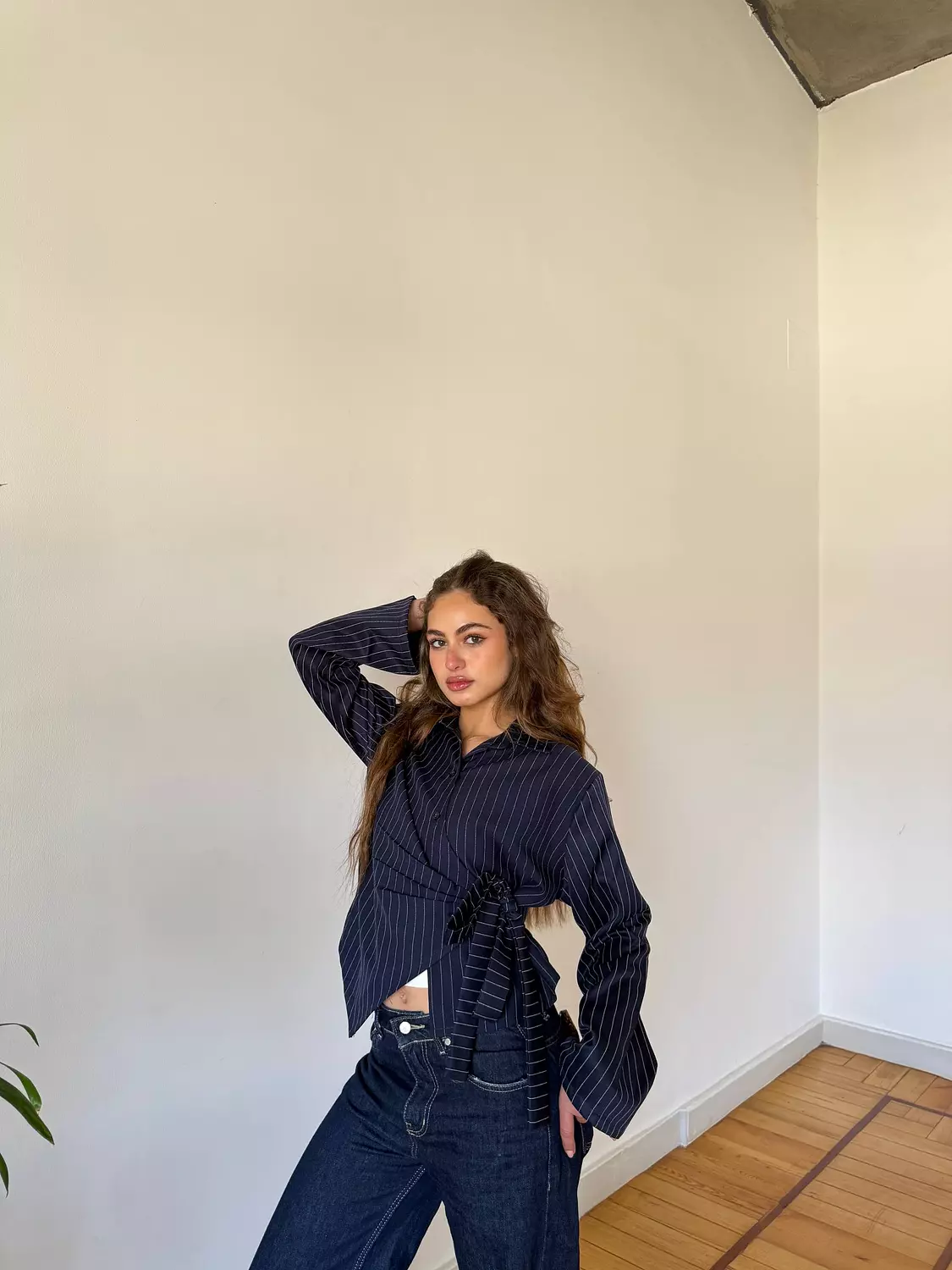 Pinstripe Wrapped Shirt 2
