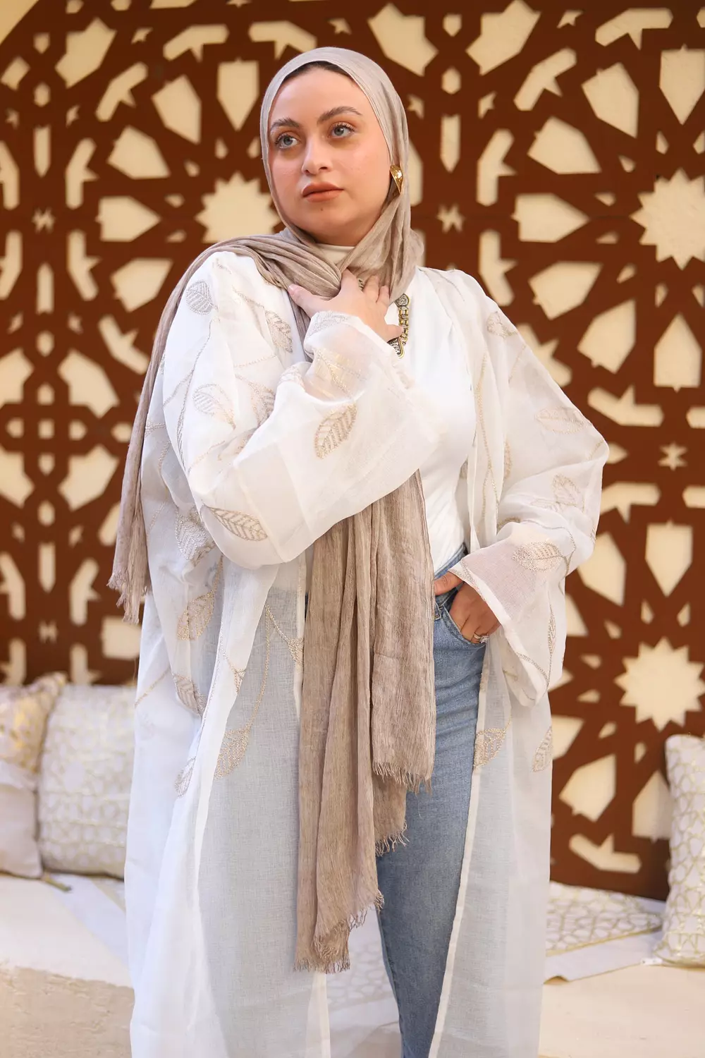 Leaves Linen Kaftan  hover image