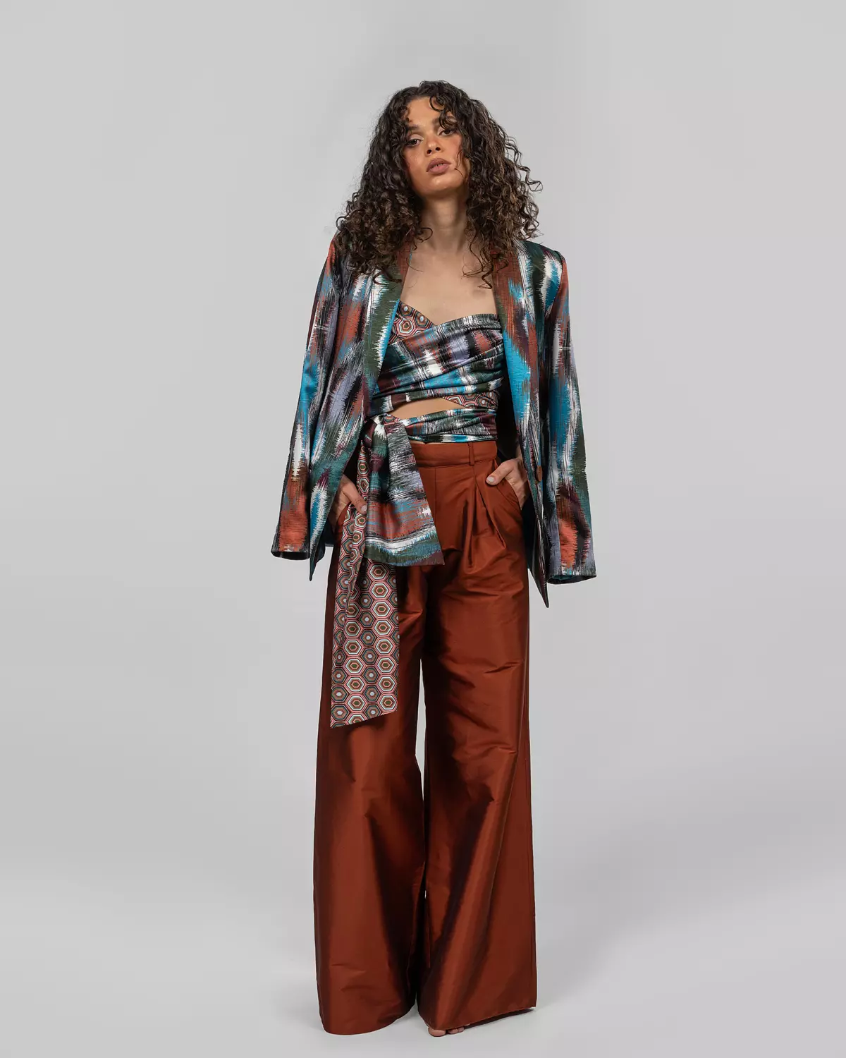 Multi-pattern blazer hover image