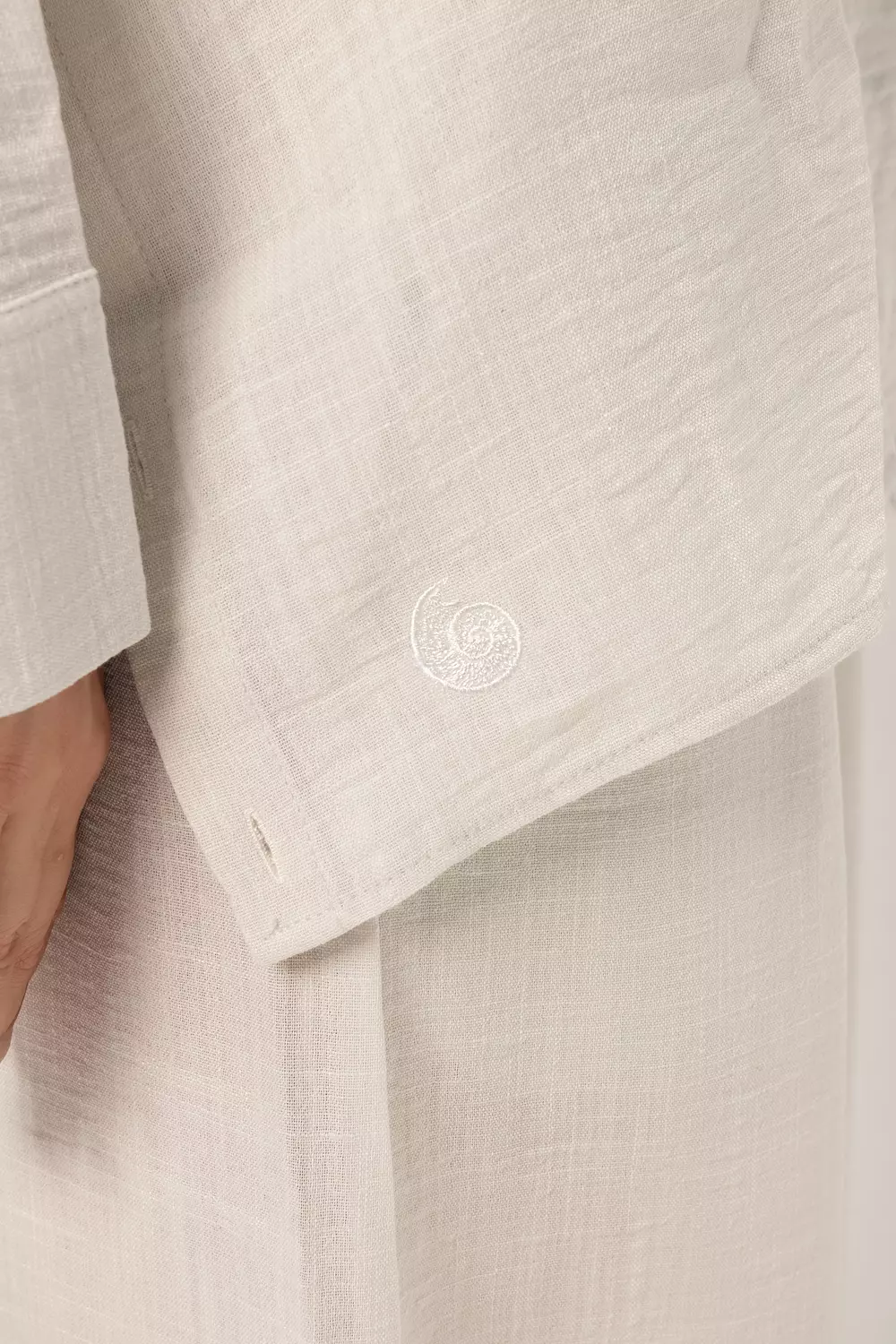 Oversized Shirt with side buttons - Oyster White 4