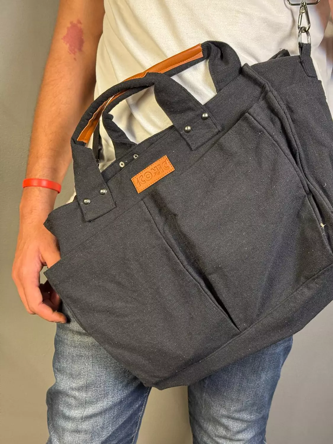 BLACK CANVAS TOTE BAG - Small  6