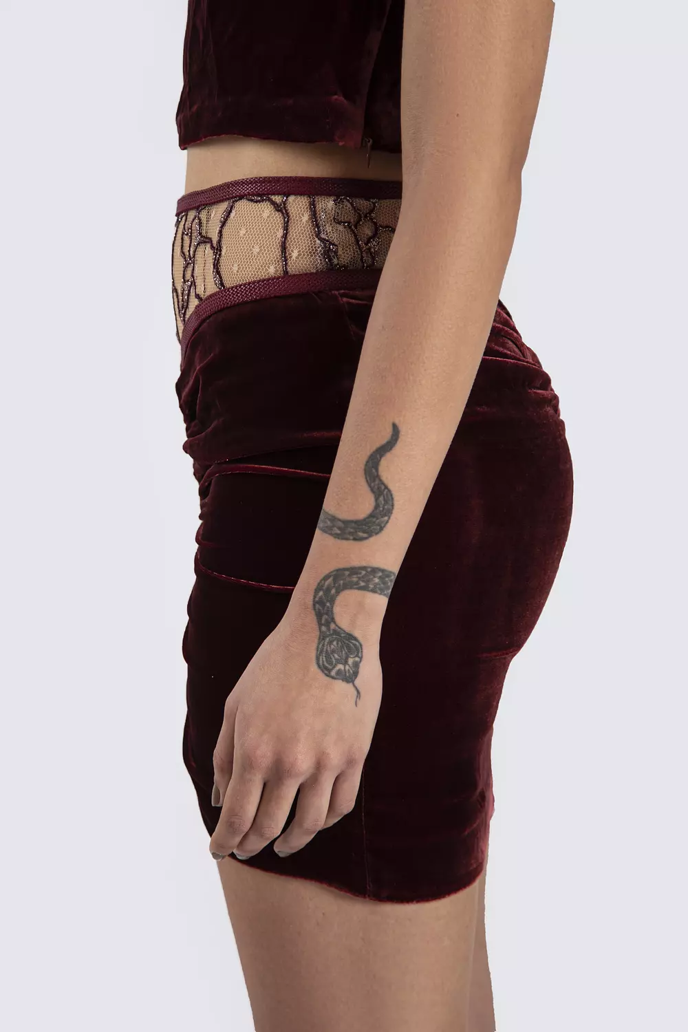Burgundy skirt with details hover image