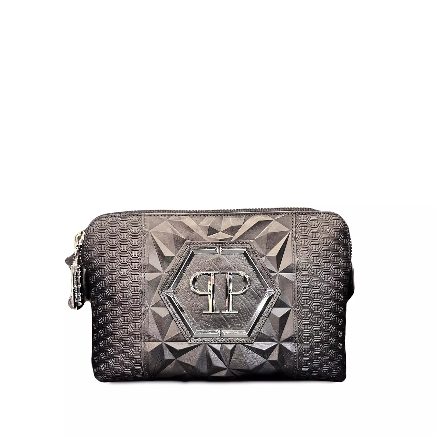 Philipp Plein Black monogrammed clutch bag image