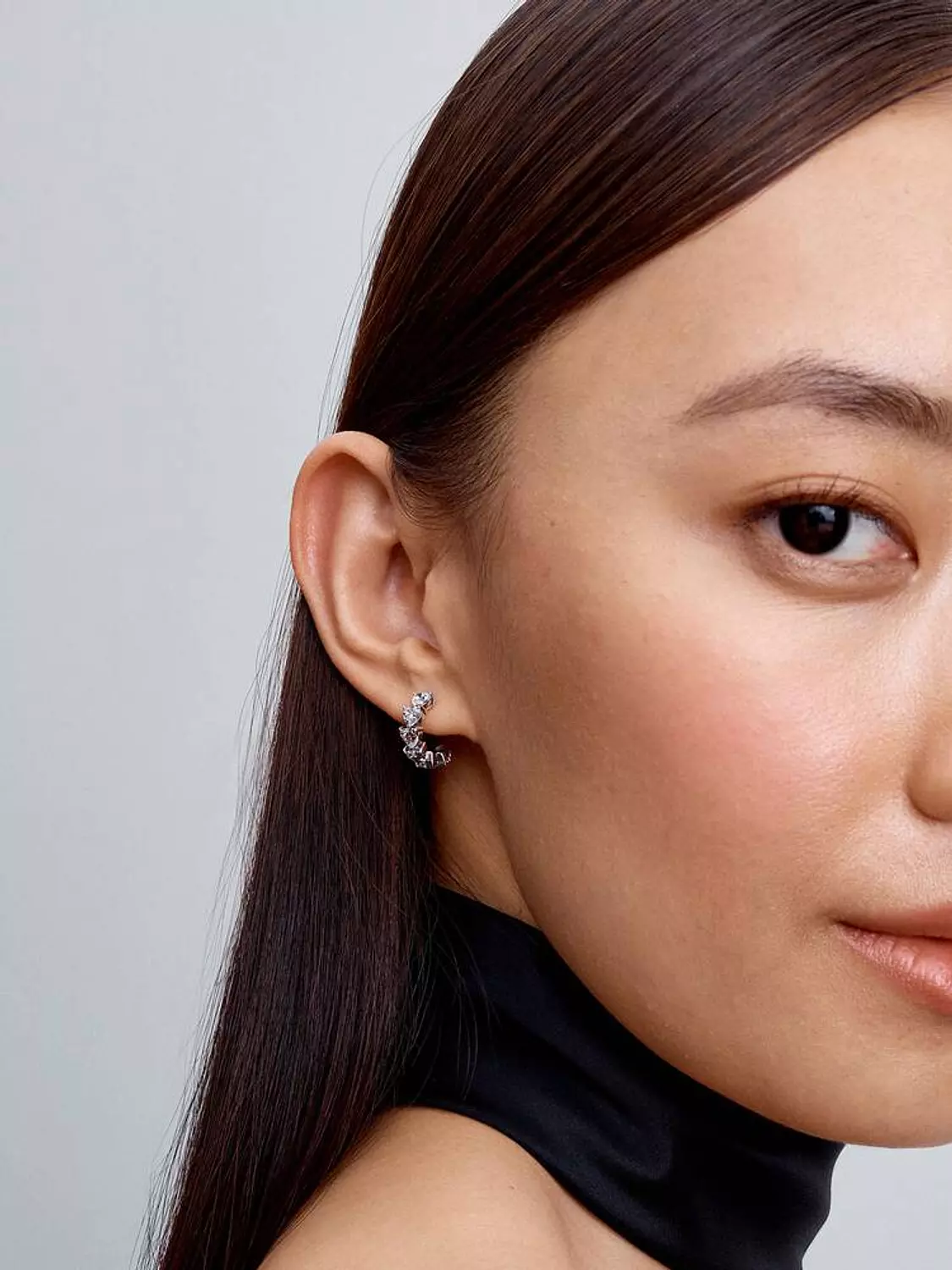 Sparkling Hearts Open Hoop Earrings 4