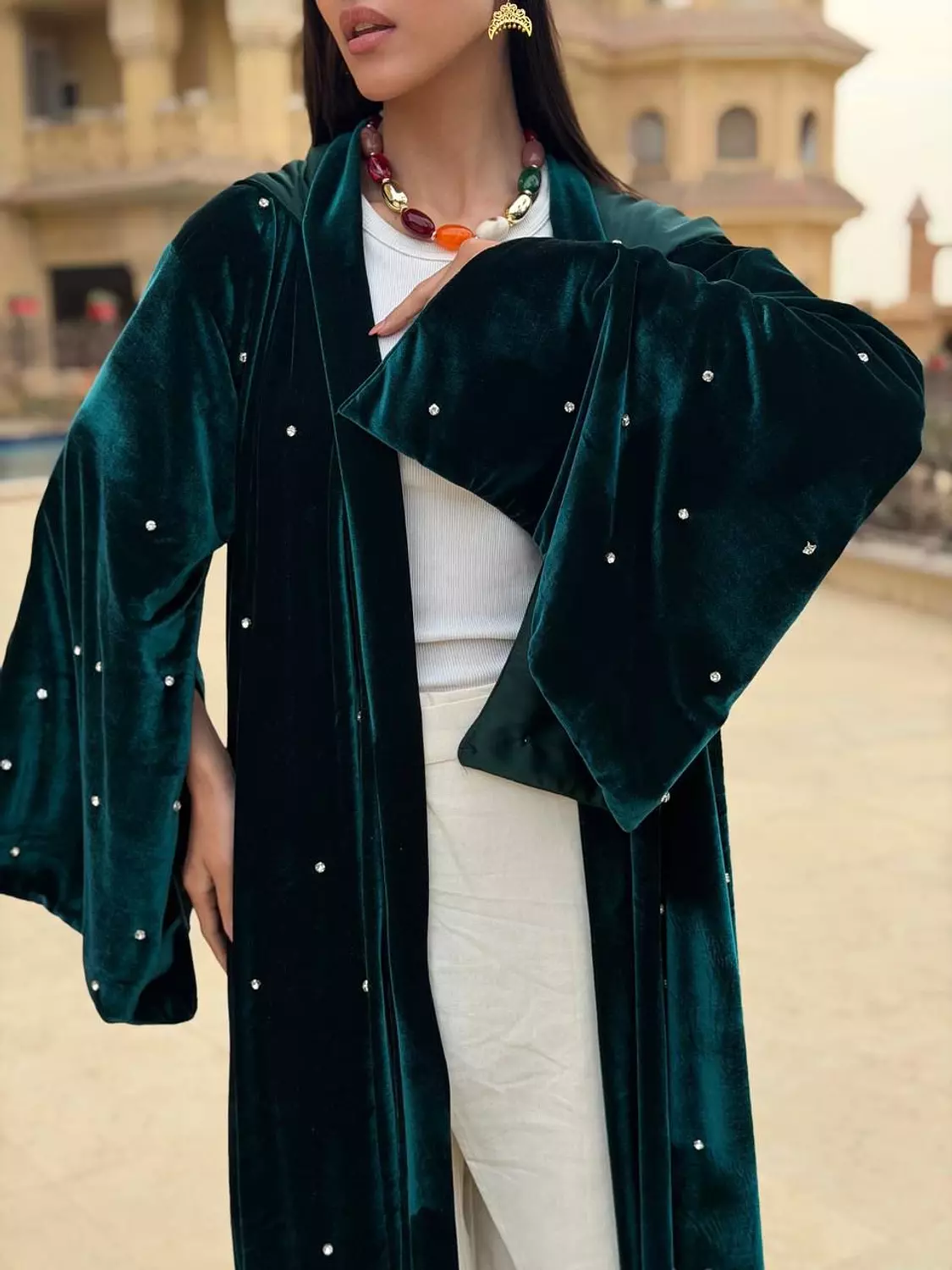 kaftan strass olive image
