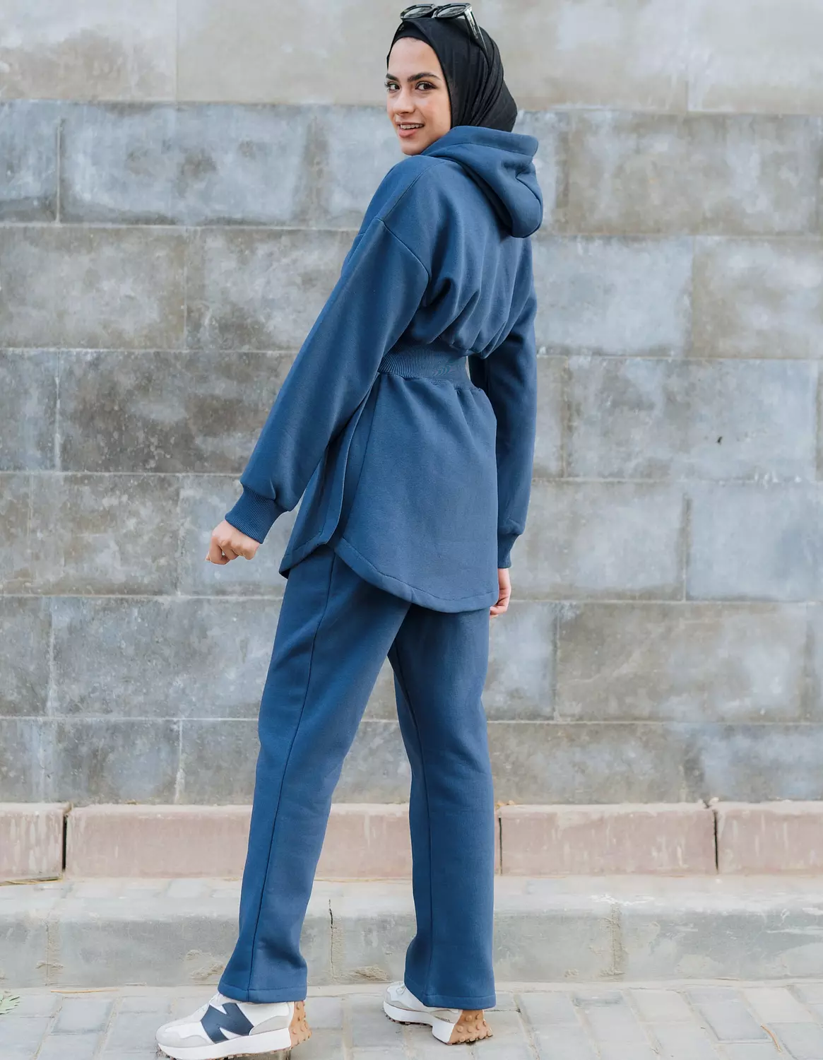 Waisted Hoodie set - Navy blue 3