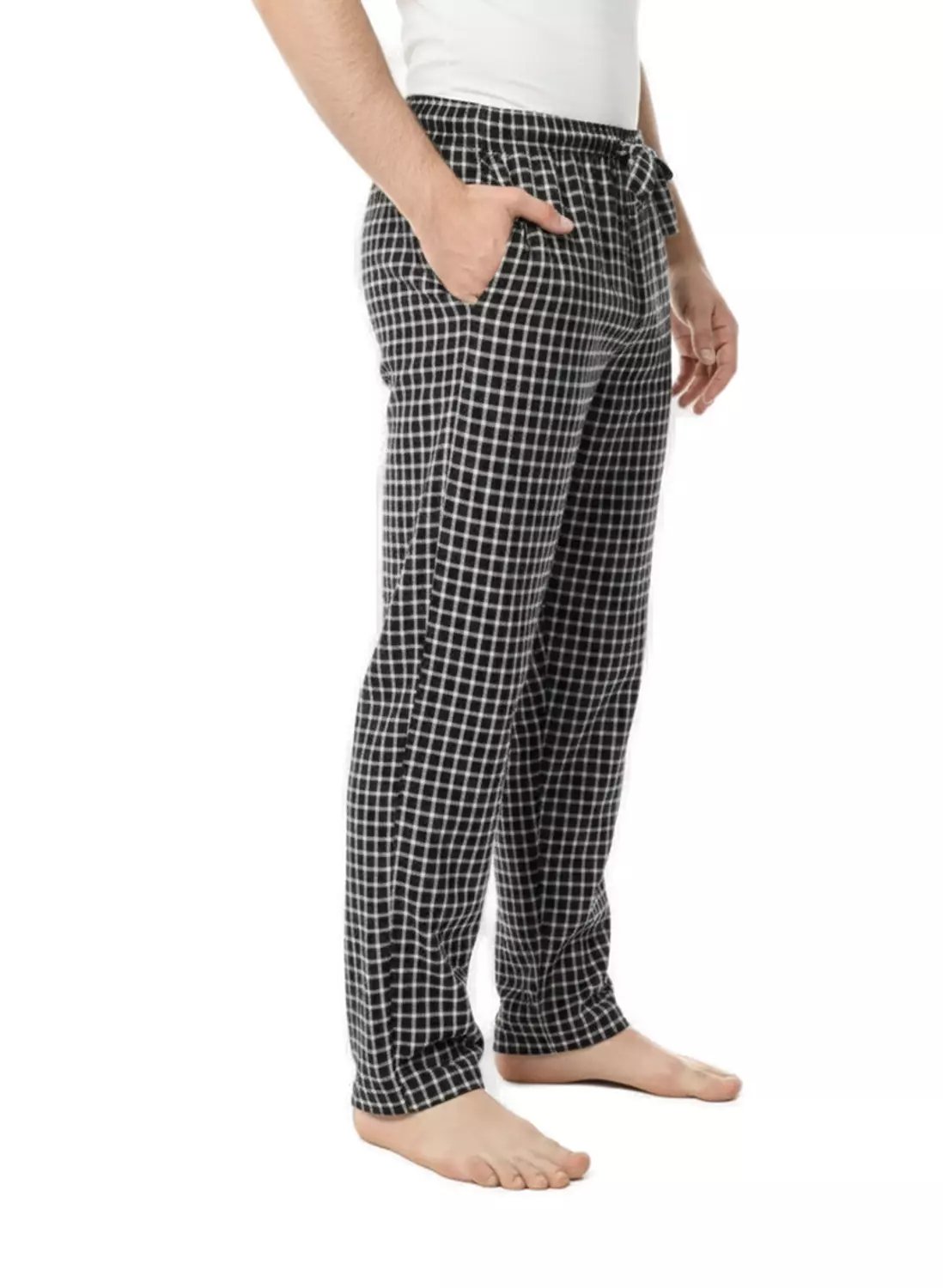Shorto Winter Check Pants - 4045 - Black*Thin White Lines hover image