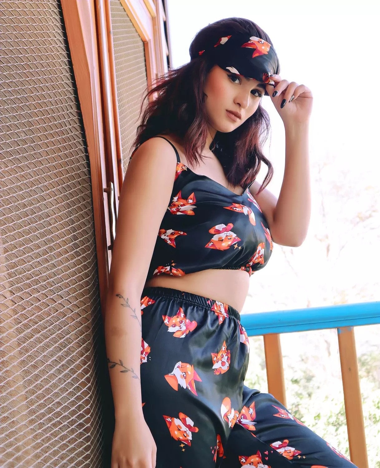 Print Satin Crop Top & Pants Pajama 2