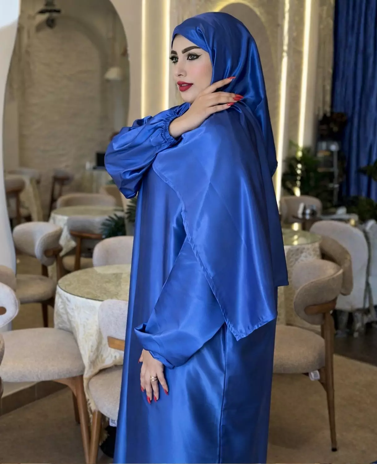 Satin Maxi Isdal with Attached Hijab 23