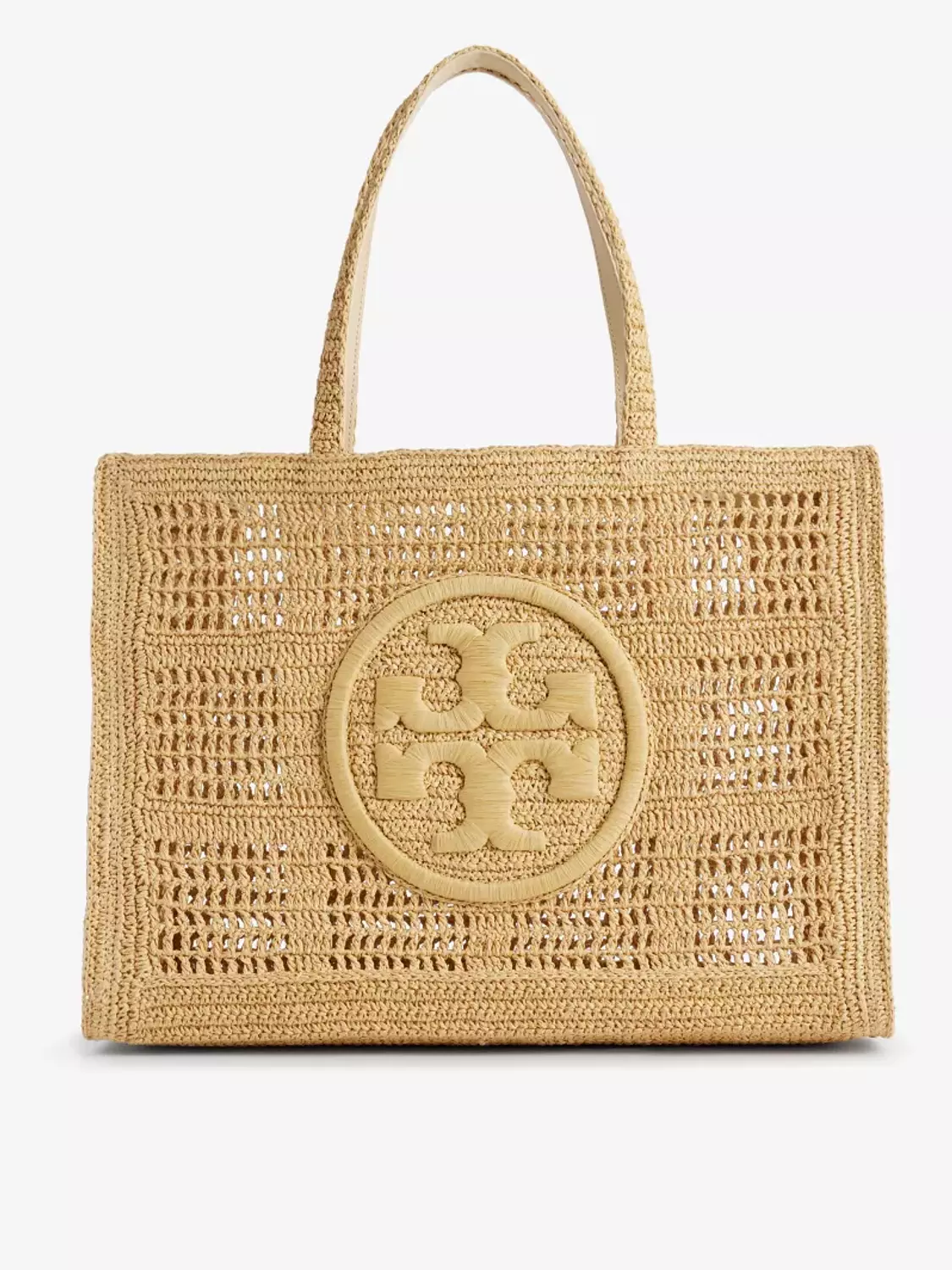 TORY BURCH Ella crocheted raffia tote bag image