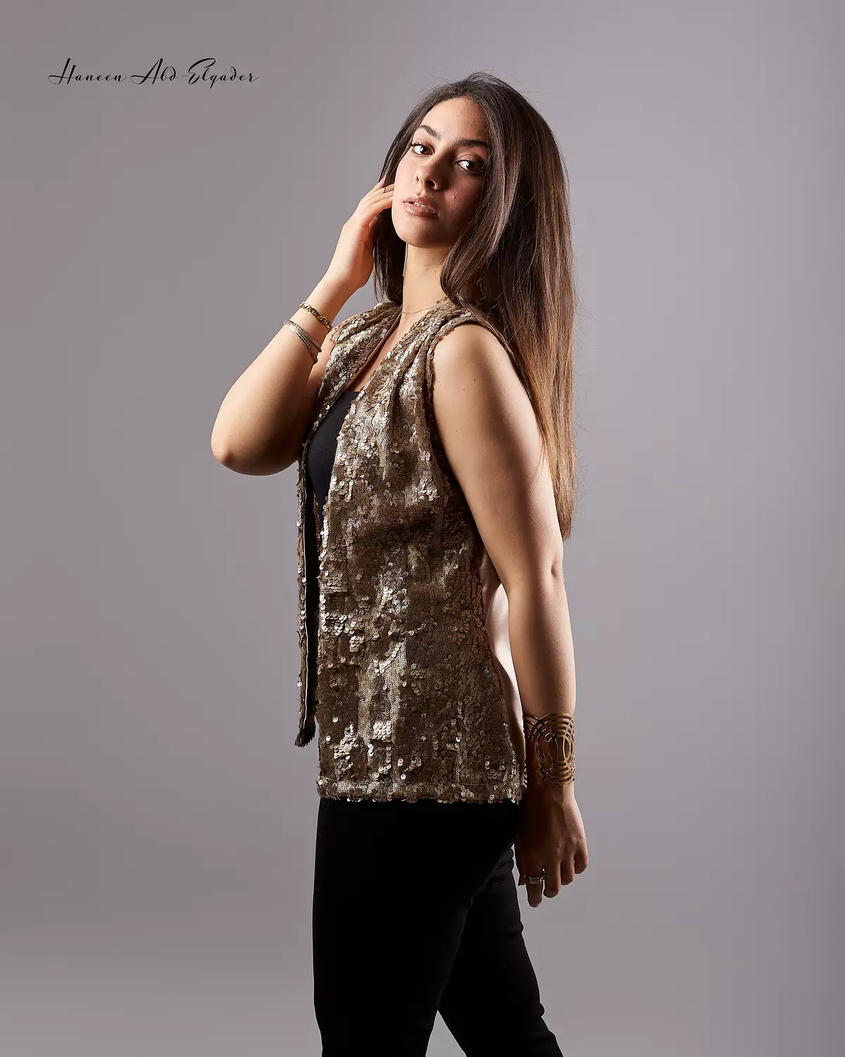 Bronze metallic sequined vest 7