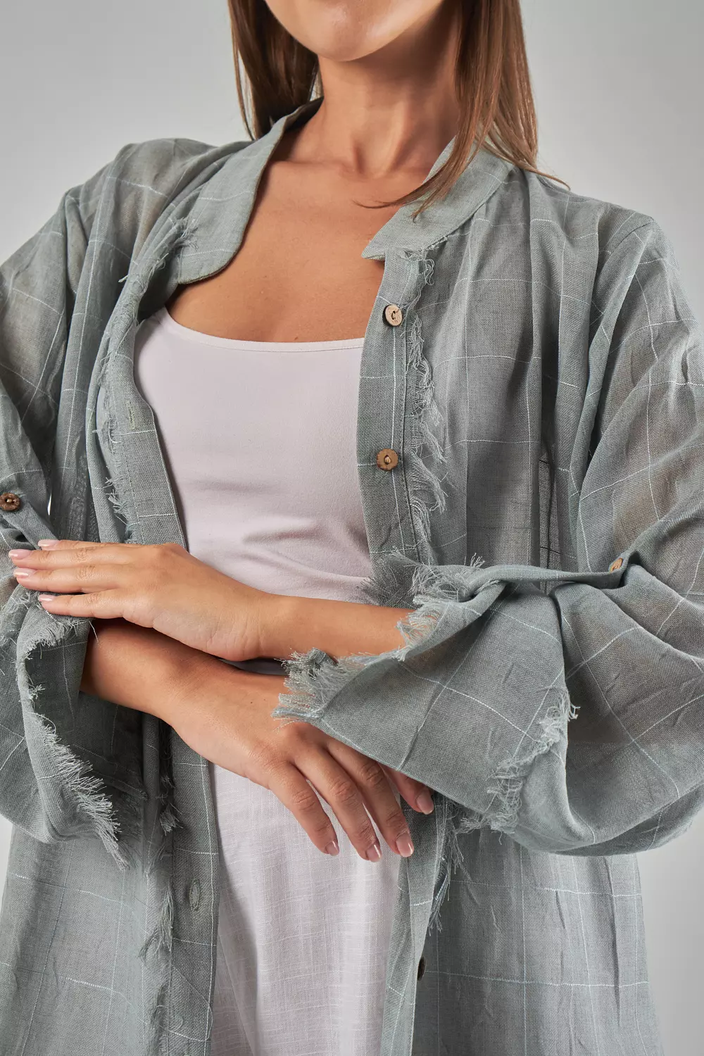 Mesh Linen Mint Shirt  3