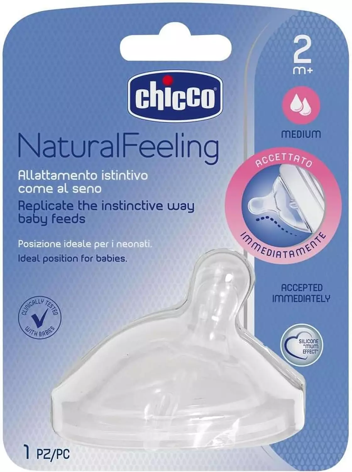 CHICCO NATURAL FEELING NIPPLE +2 M 1 PCS image