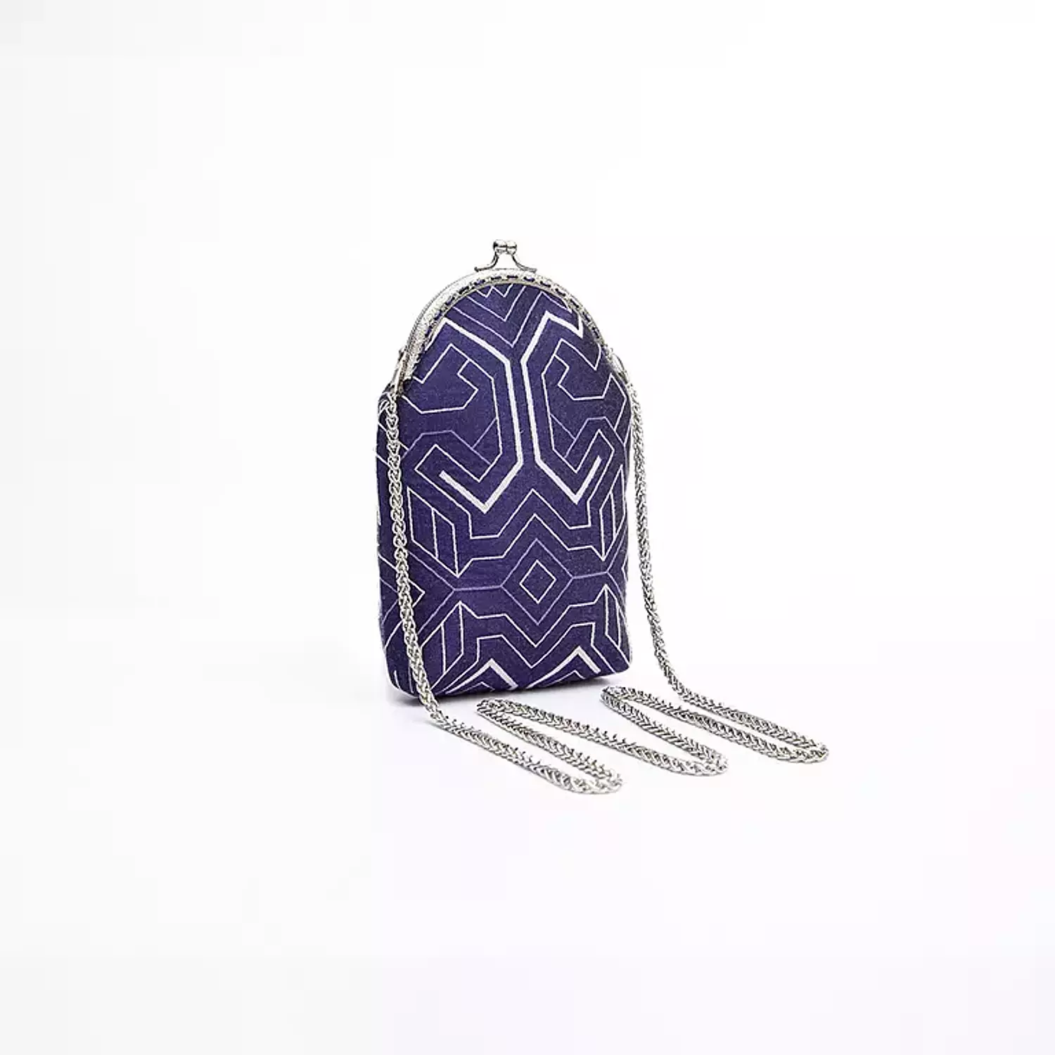 Elegant Burgundy Kiss-Lock Purse with Geometric Patterns image