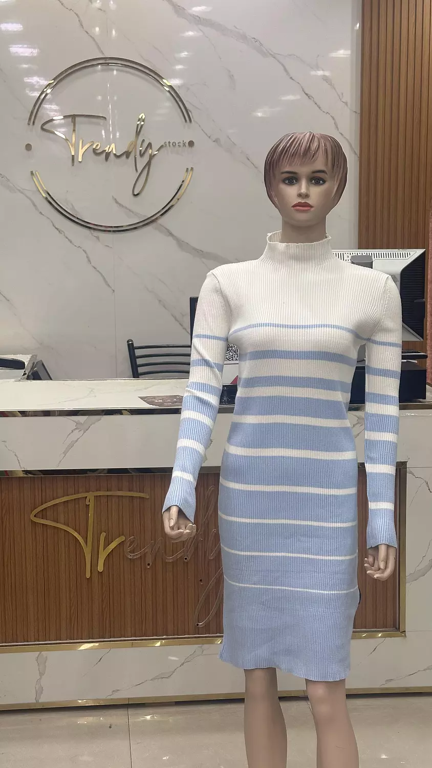 Grey Stripped Short Dress 4