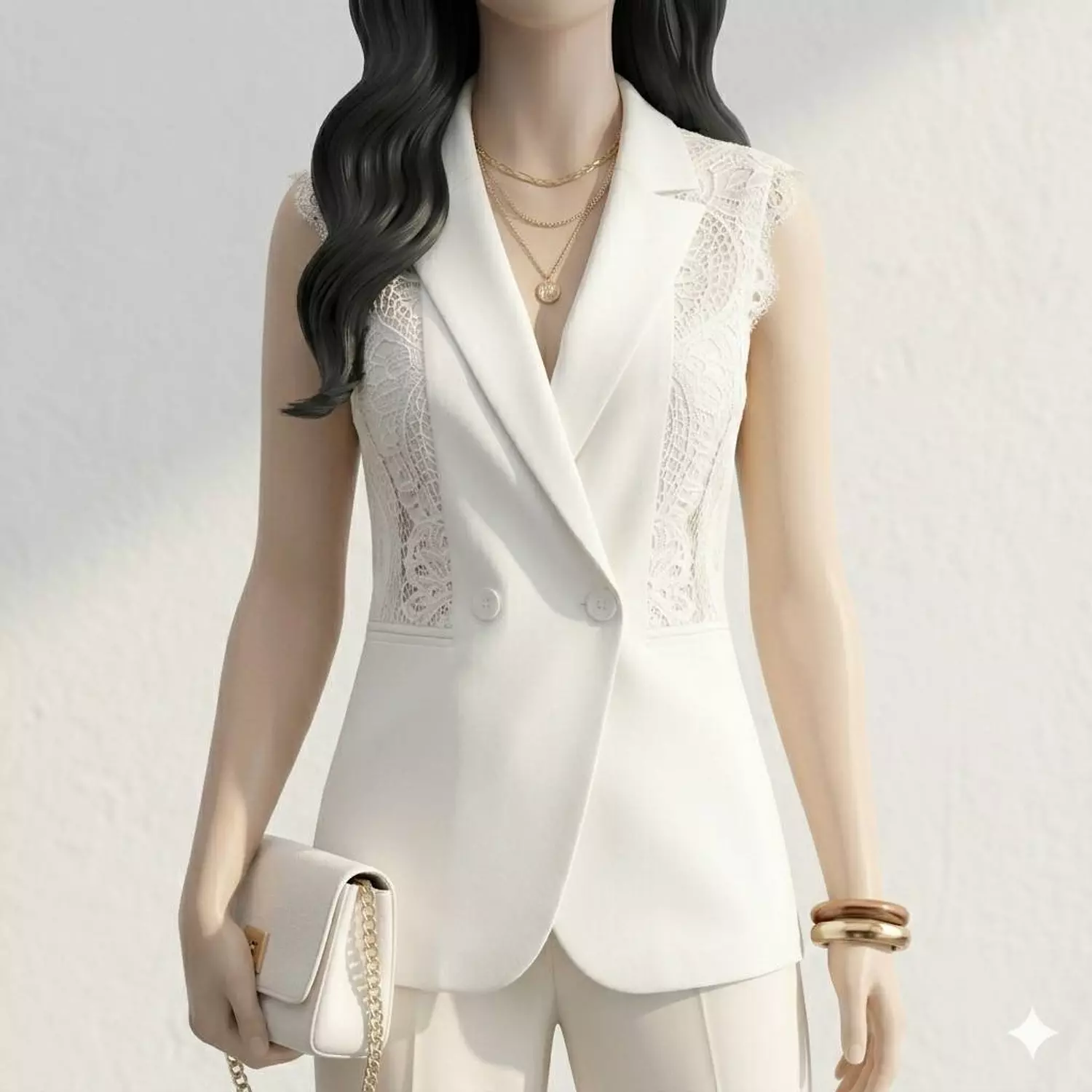 Sleeveless Lace Tailored Vest image