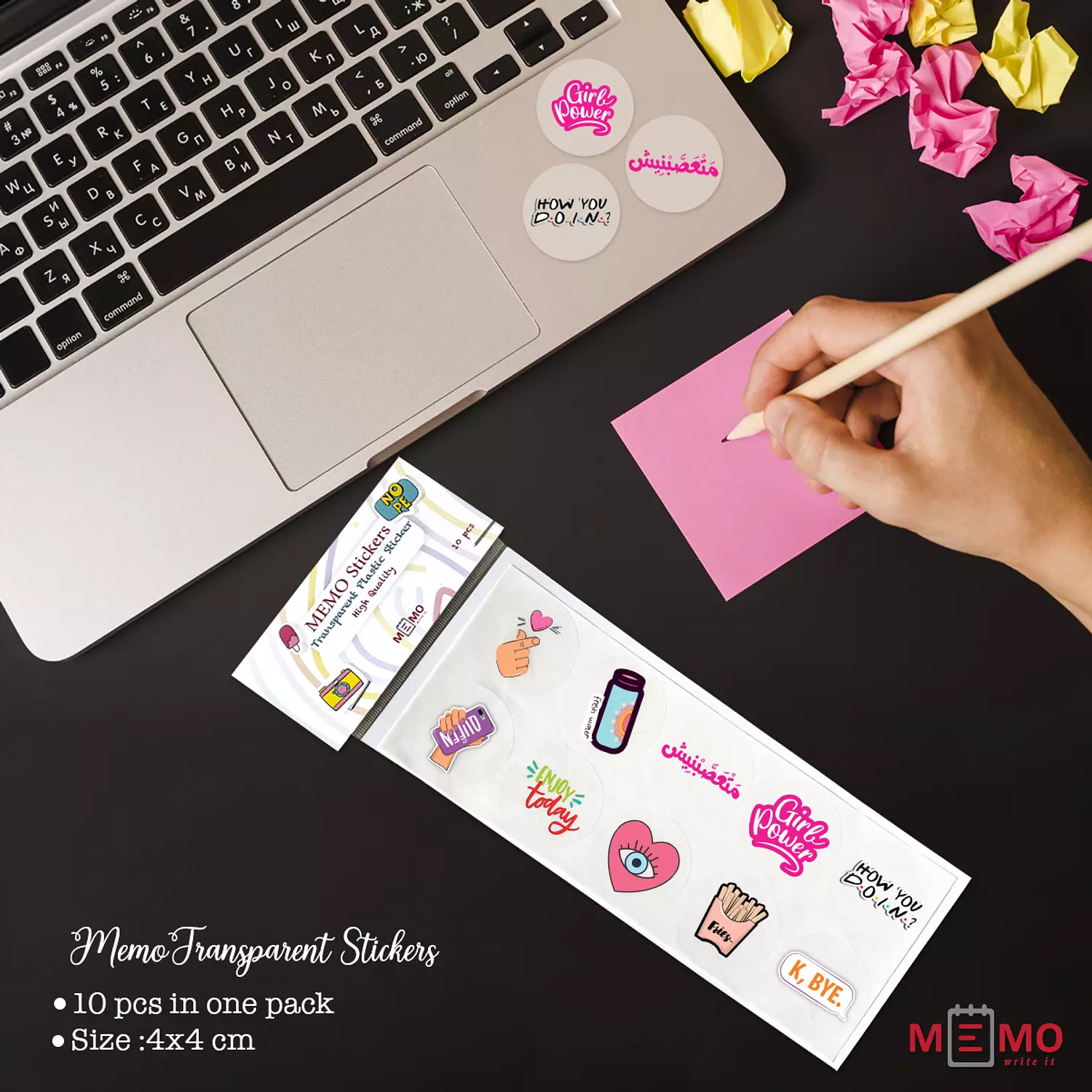 Memo (set 3) Transparent Sticker (10 pcs) hover image