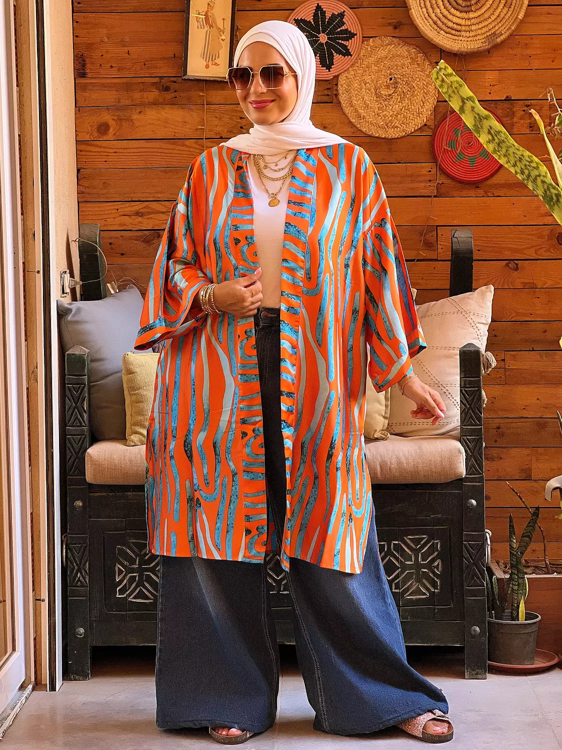 Zibra kimono - Orang and Baby Blue 3