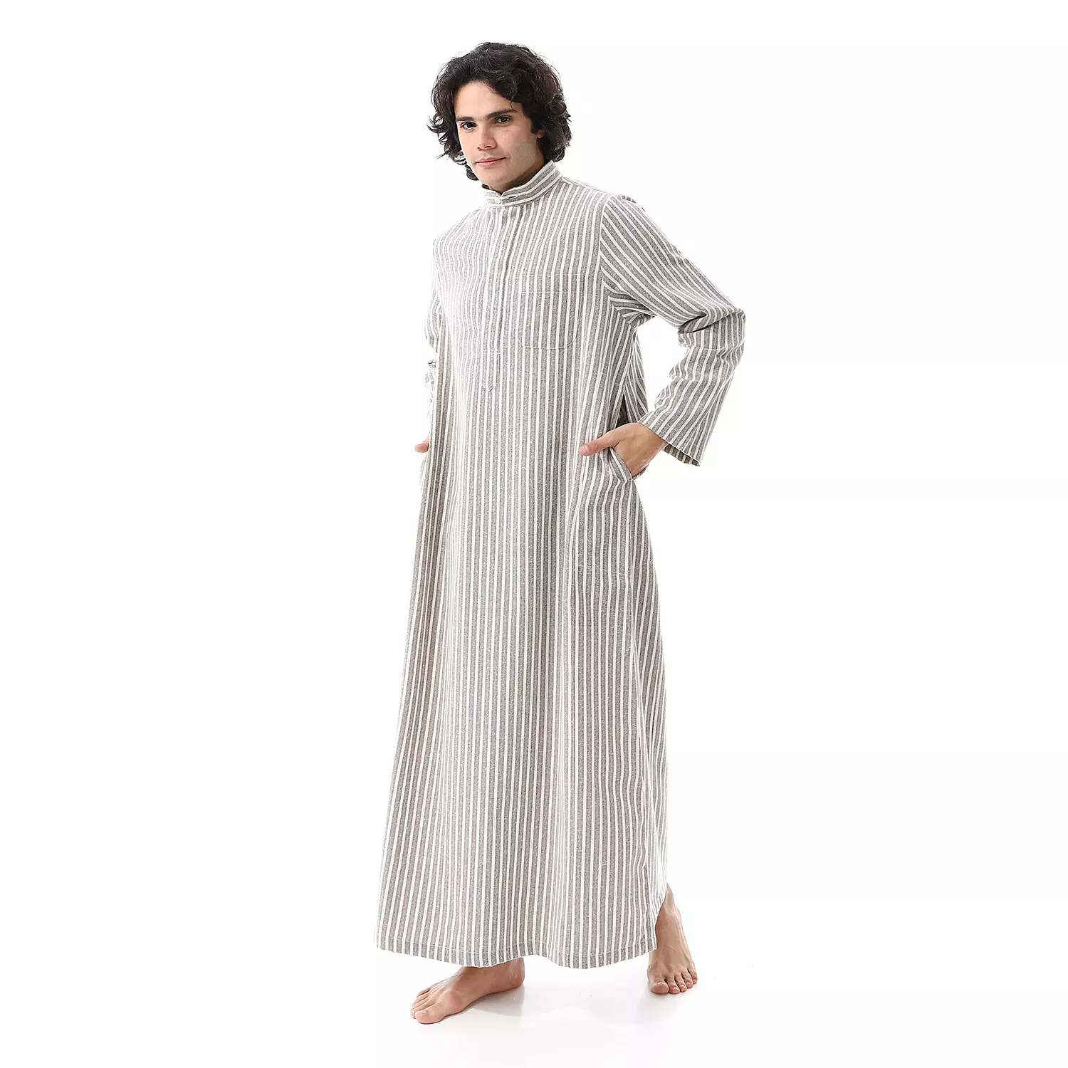 Shorto Men's Kastoor Galabeya  - 25 -1- Brown * Grey * White -2341 hover image