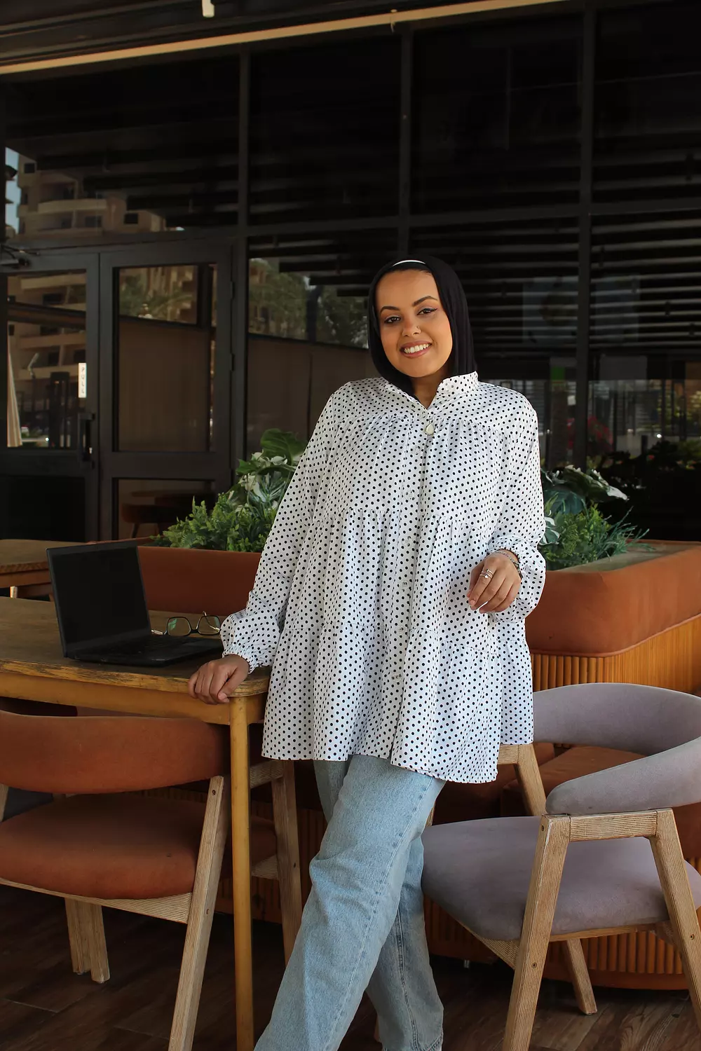 Ruffled Polka Dots Blouse 🤍  image