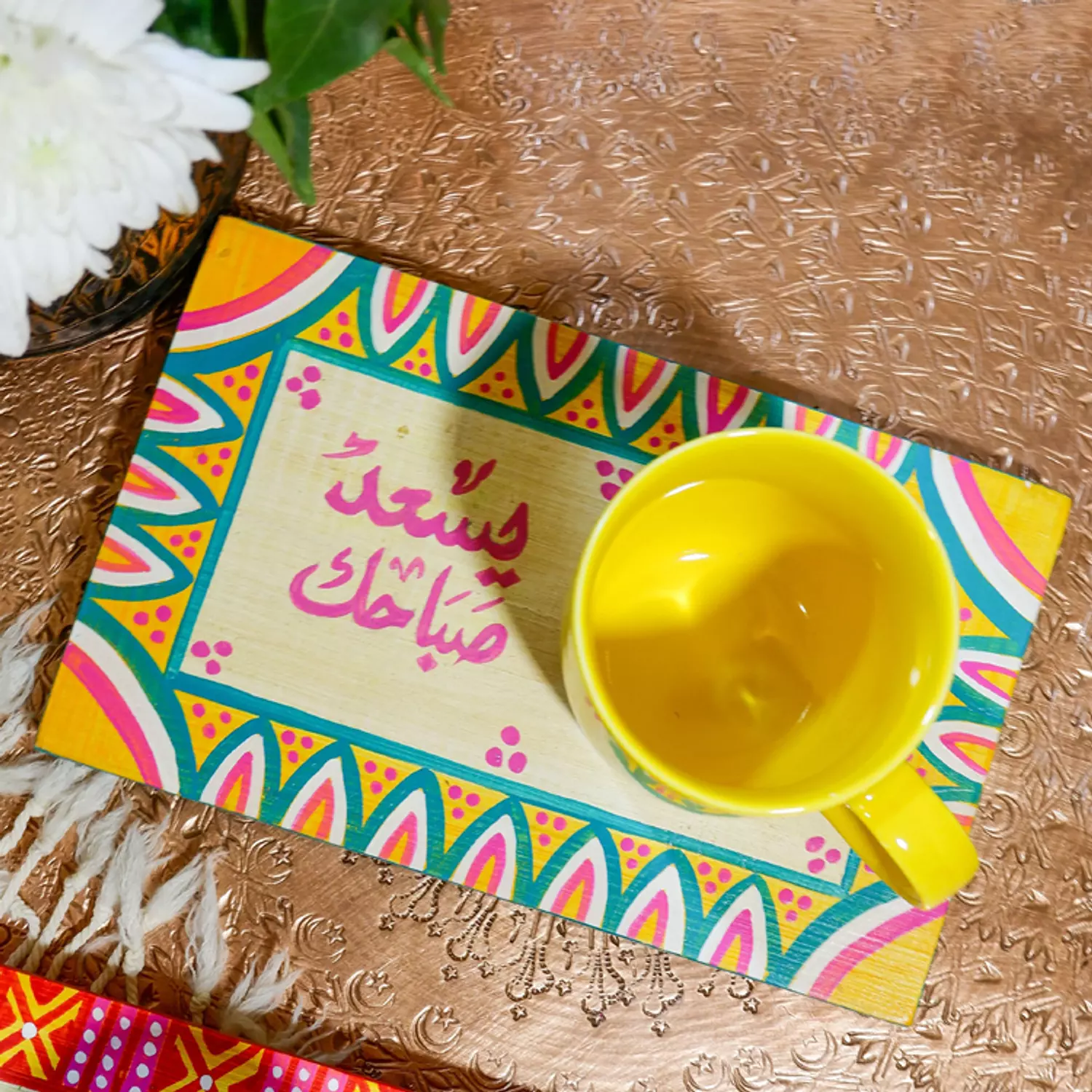 Coaster mug -mini triangle yellow image