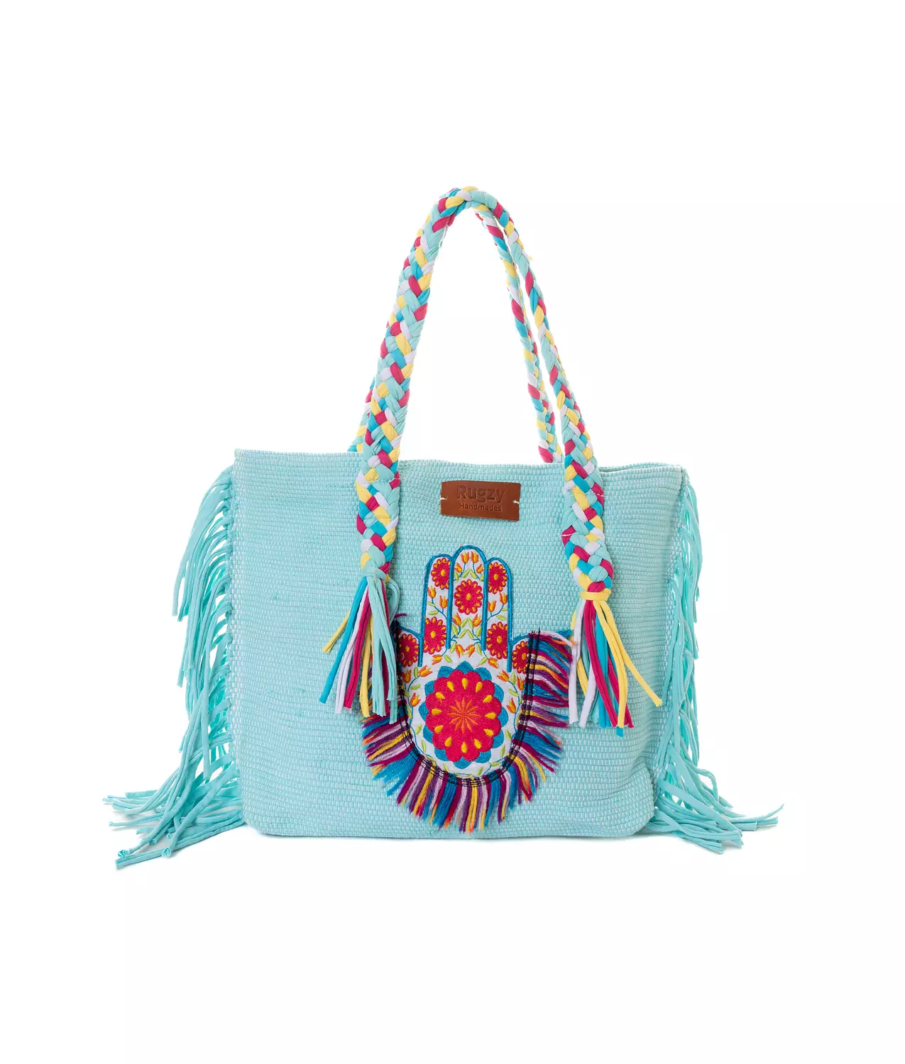 Blue Tote Bag with hamsa hand Badge image