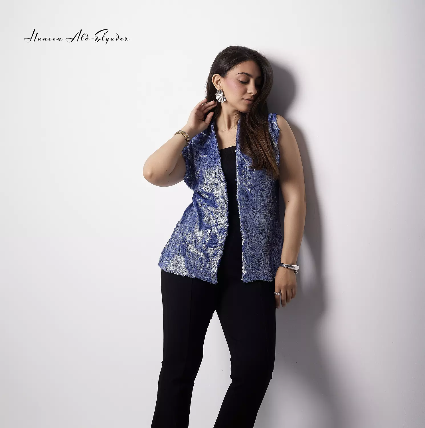 Blue sequined vest 1