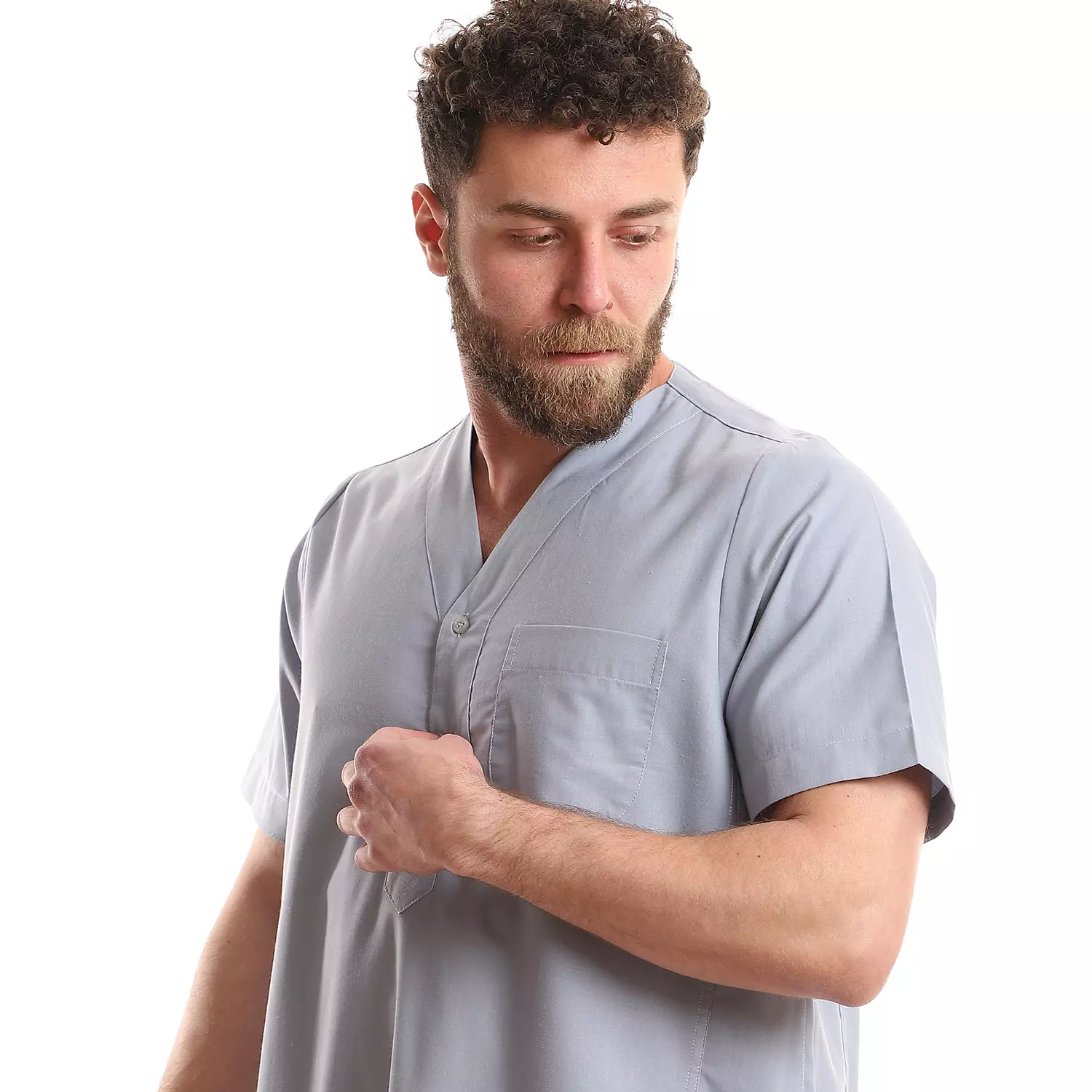 Men Galabeya Short Sleeves -2260- Grey  1