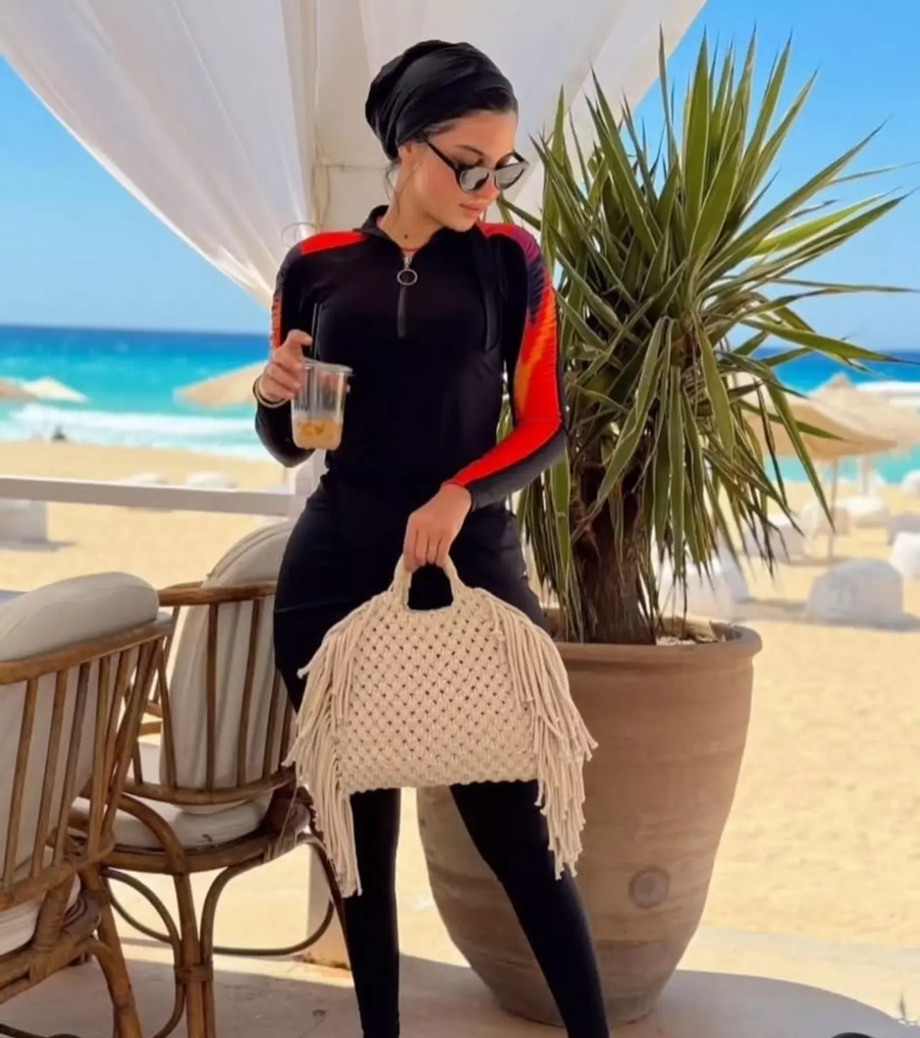 Orange triangle burkini  1