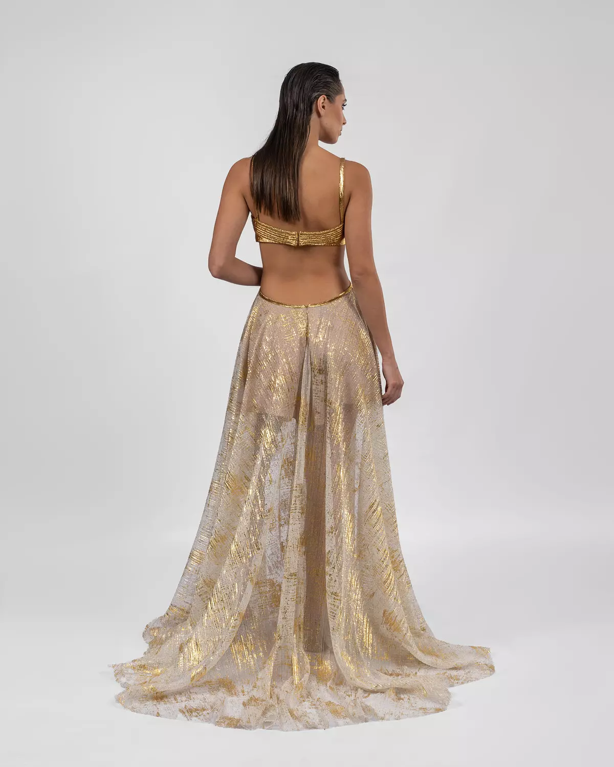 Striking Gold Backless Dress 5