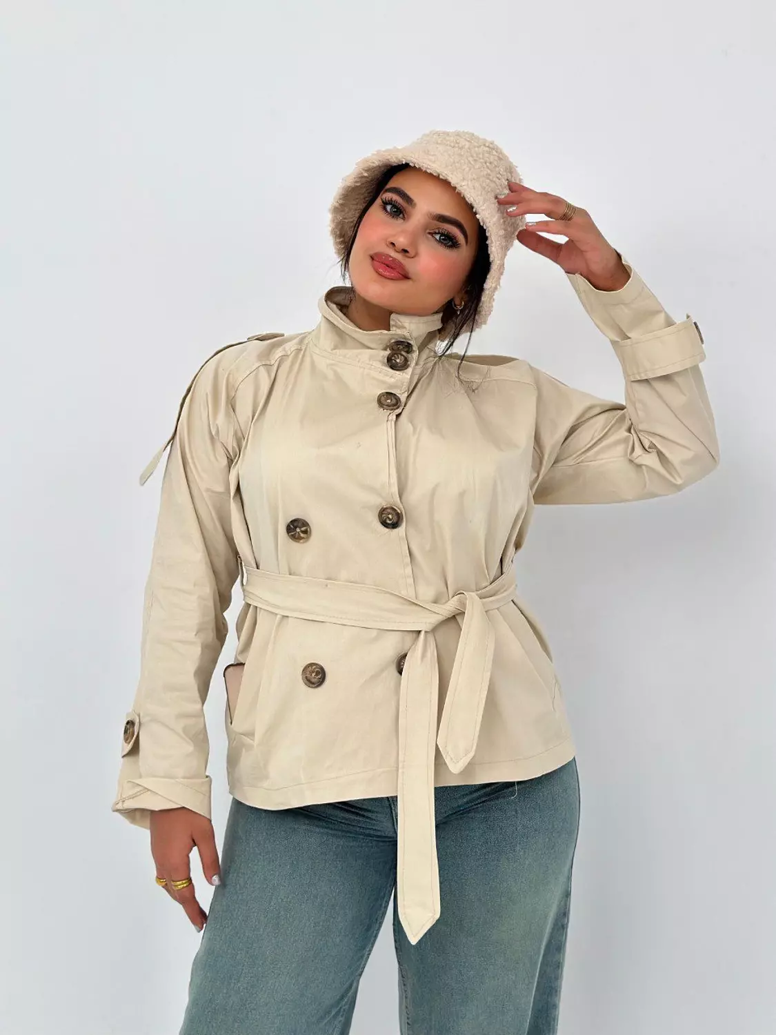 Medium length trench coat 3