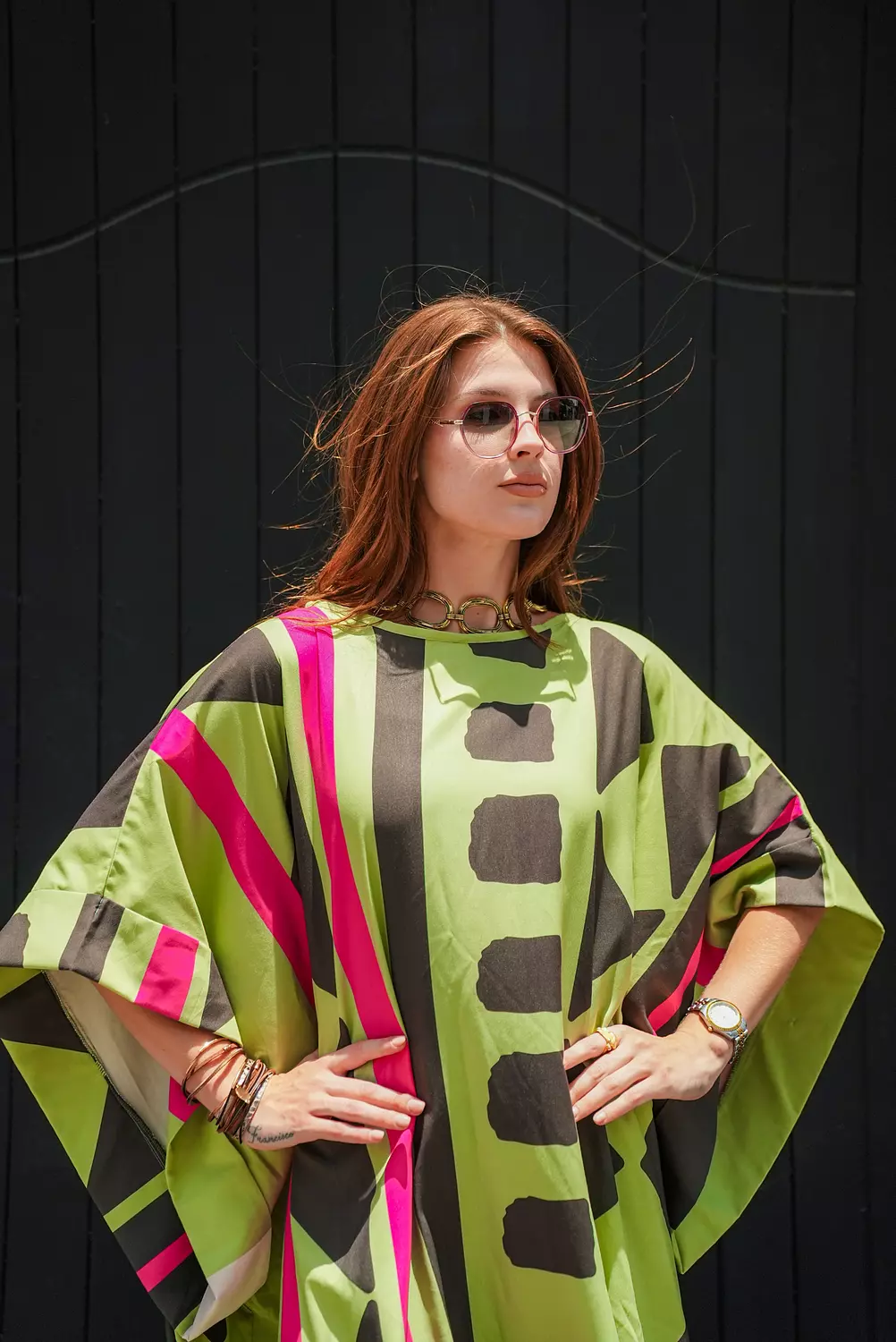 Apple green printed dress 3