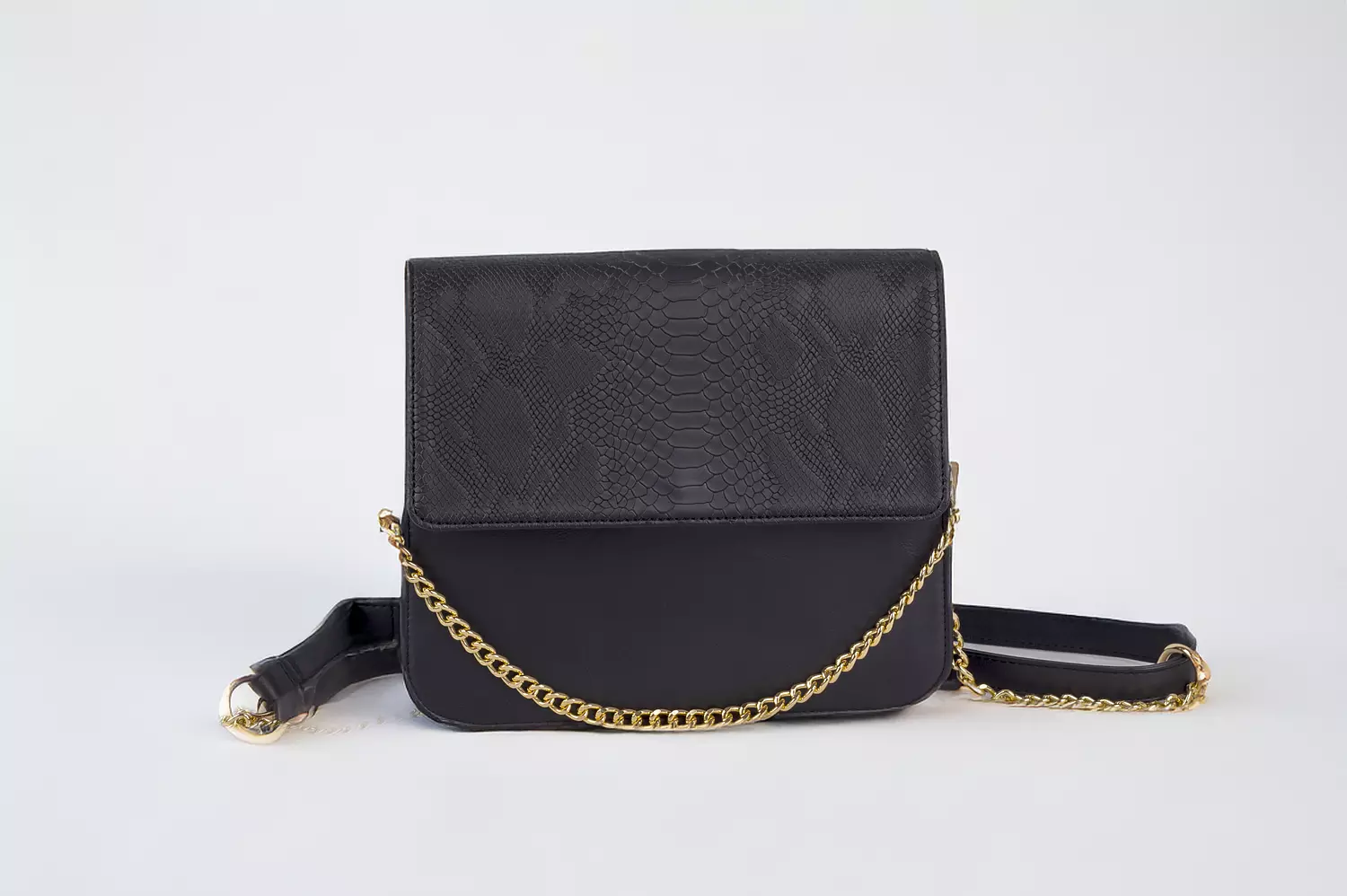 Medium Black CROSS BAG - one black FLAP image
