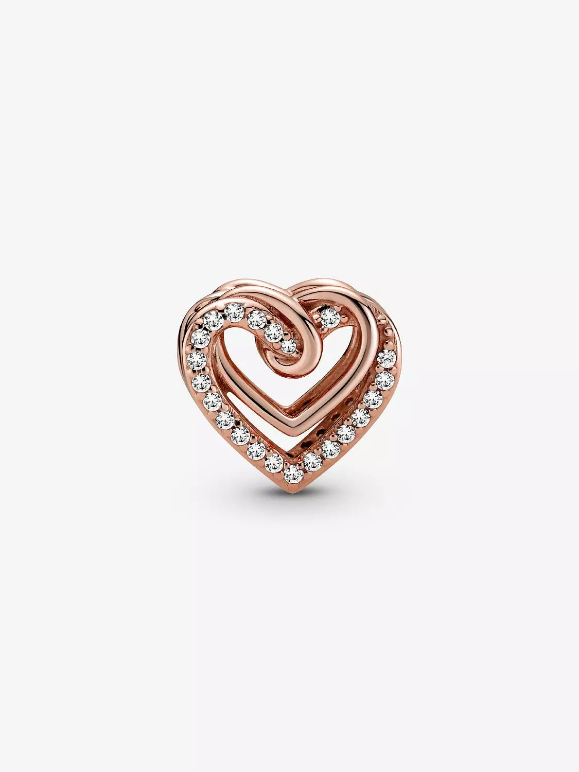 Sparkling Entwined Hearts Charm 14k rose gold plating 1