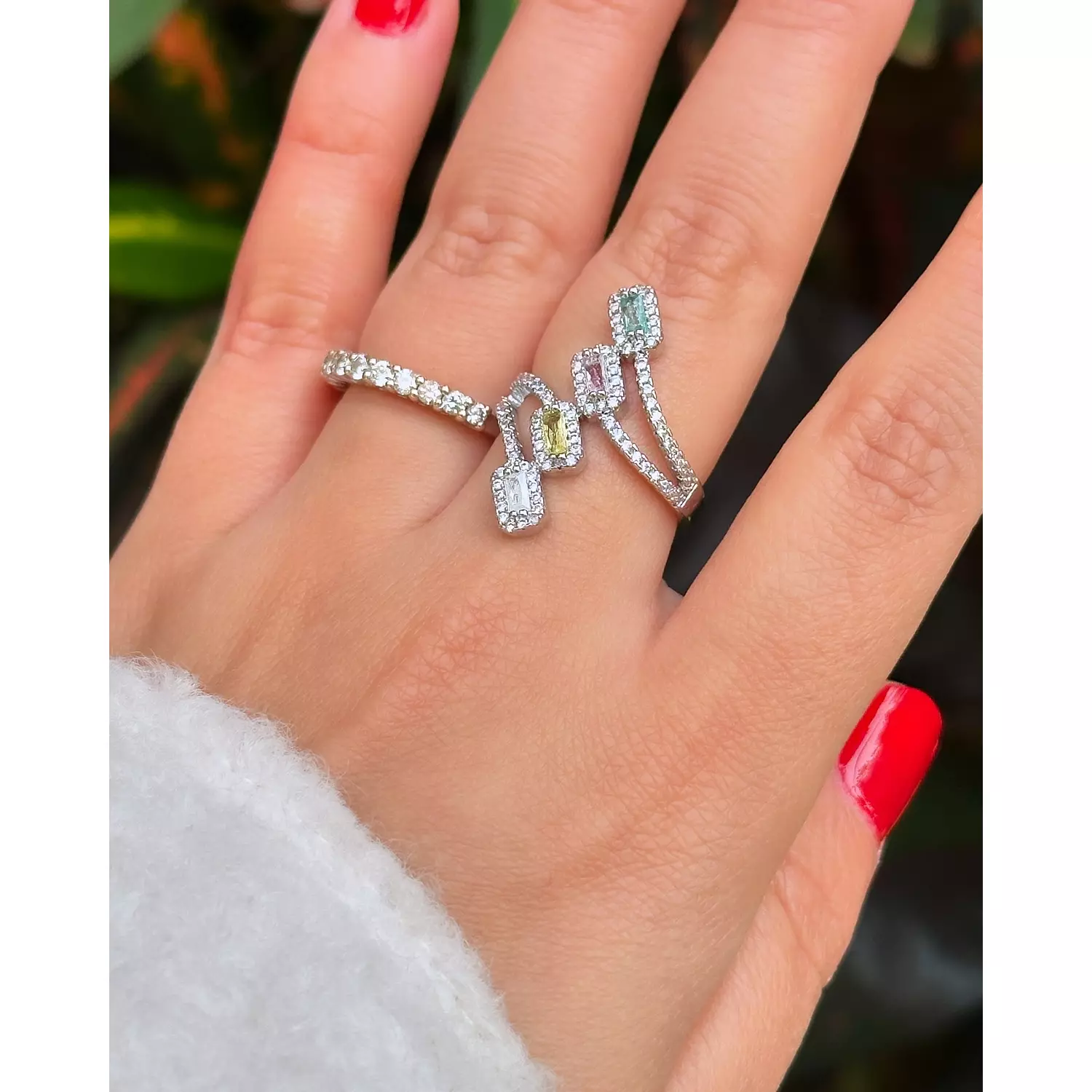 Four Rhinestone Ring  4