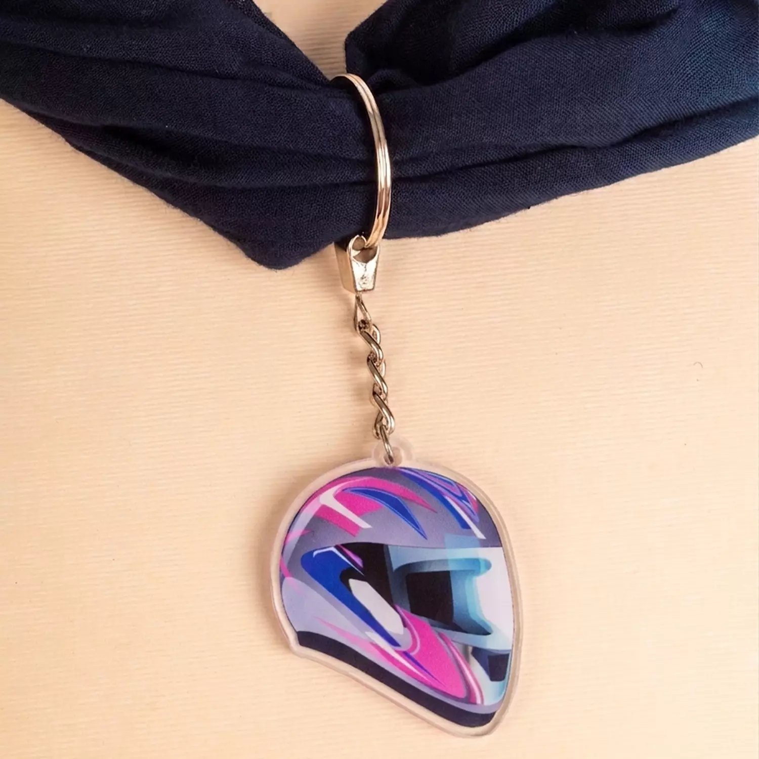 Helmet acrylic keychain image