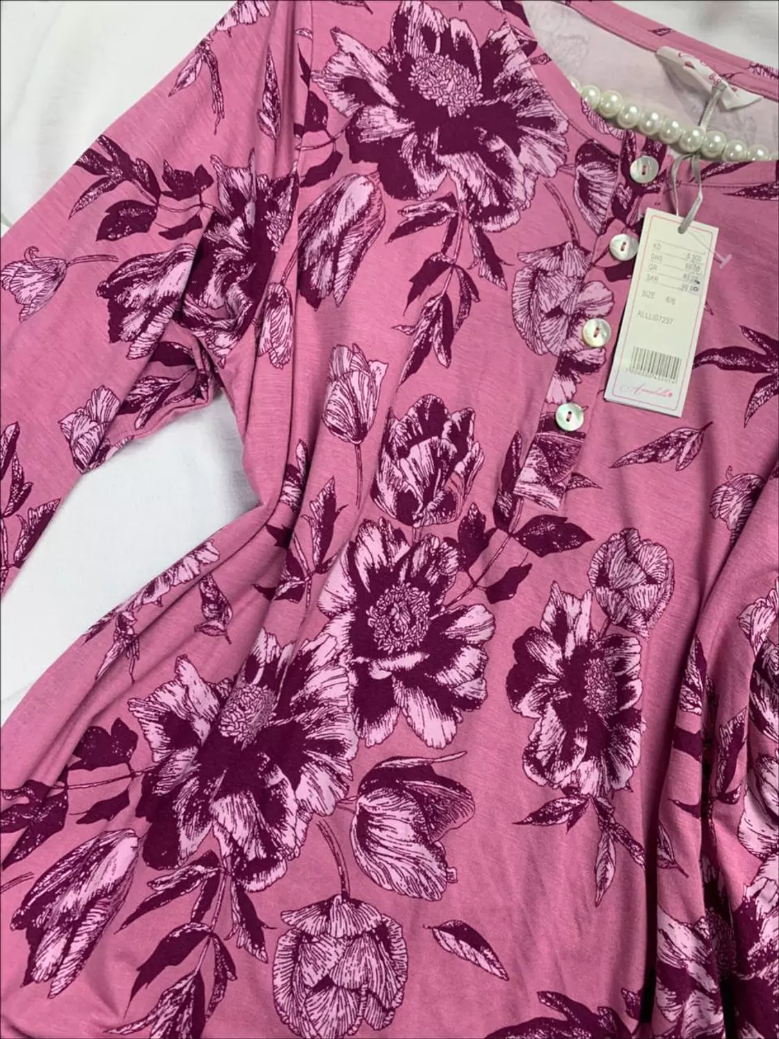 Floral cotton jersey sleeping shirt from Anabelle hover image