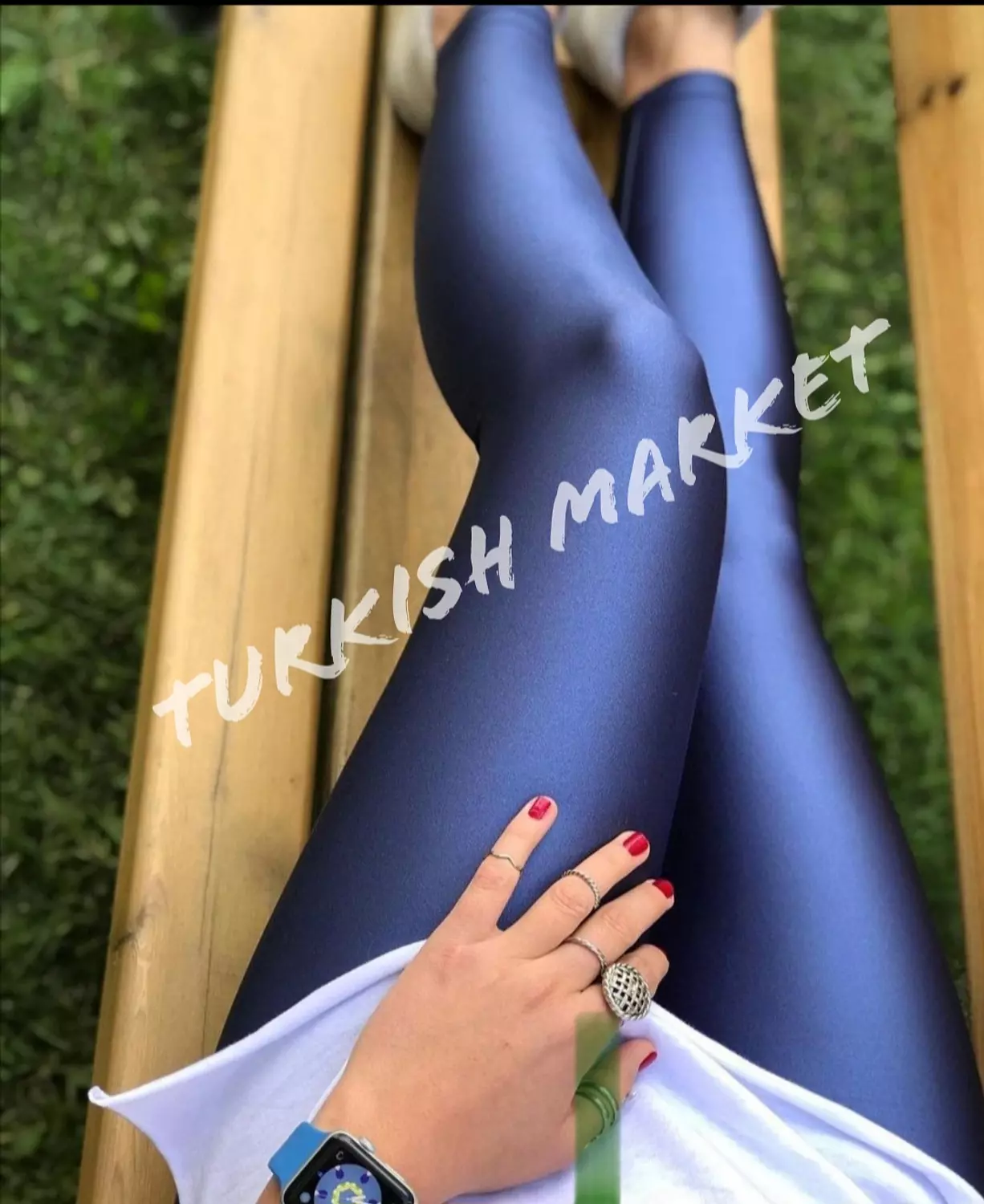Indigo blue metallic legging  2
