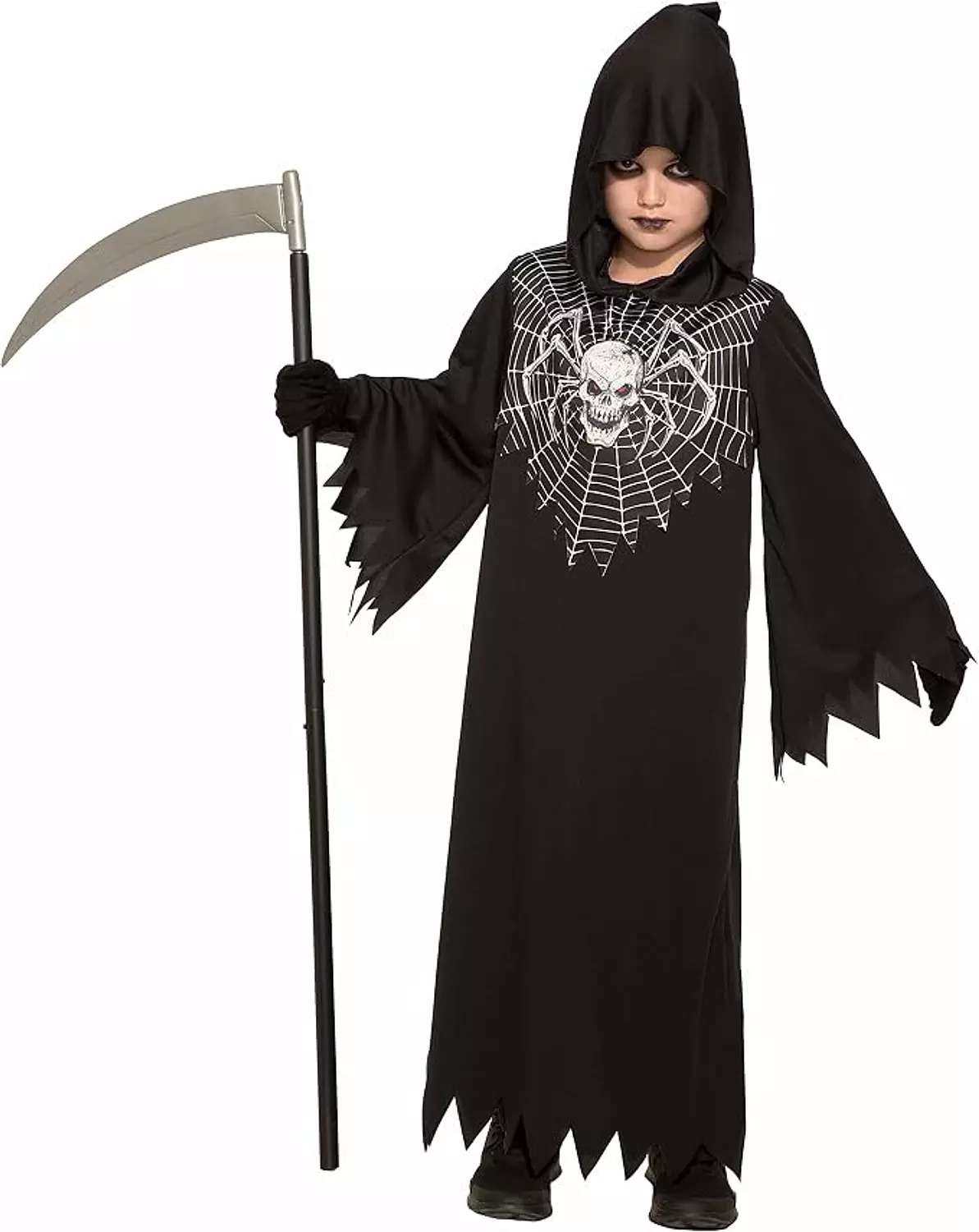 Kids Grim Reaper Halloween Costume, Black Hooded Robe image