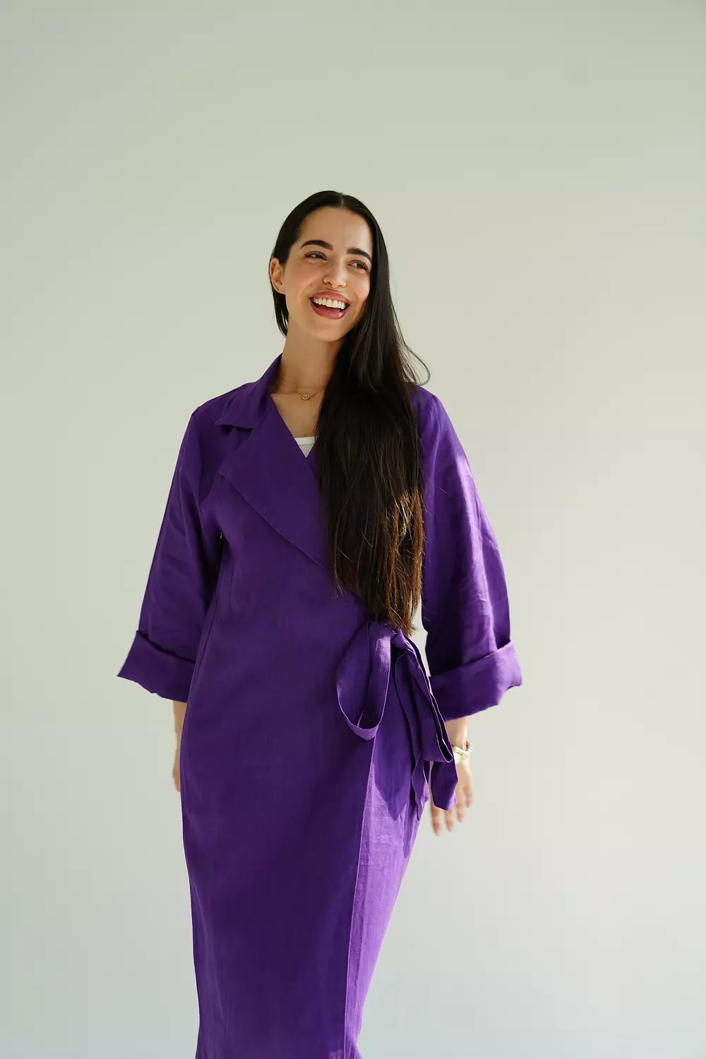 Purple linen side-tie dress  image