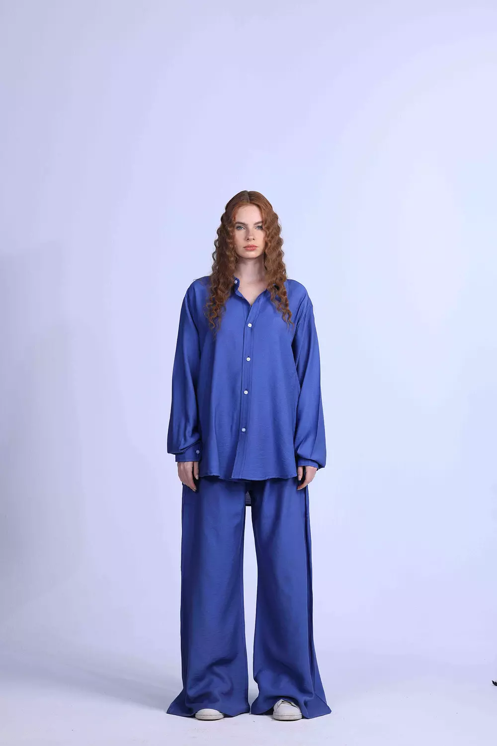 blue oversized linen chemise  image