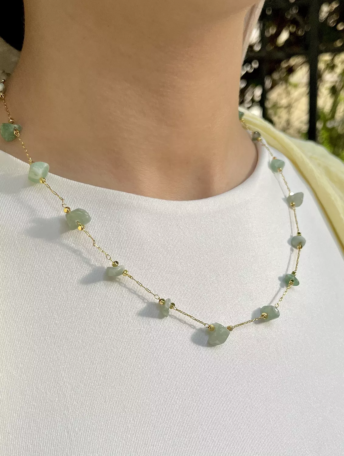 Mint green stones necklace  image