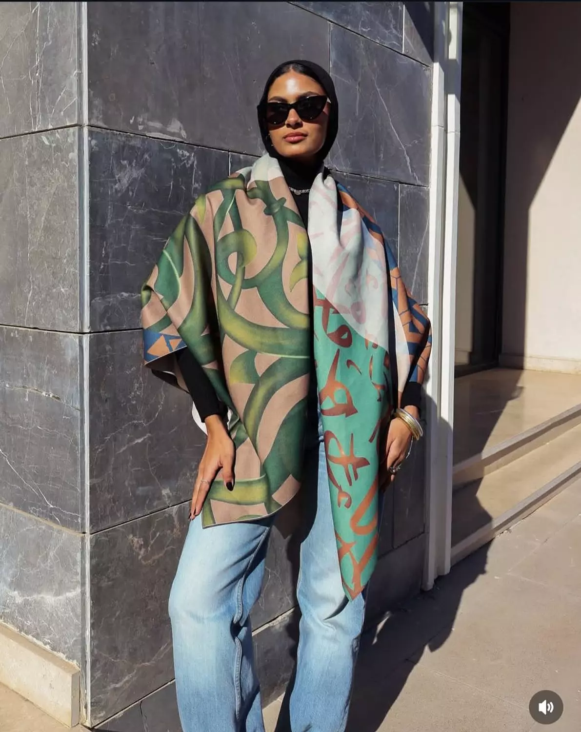 Blue*Green*Orange Double Face Scarf hover image