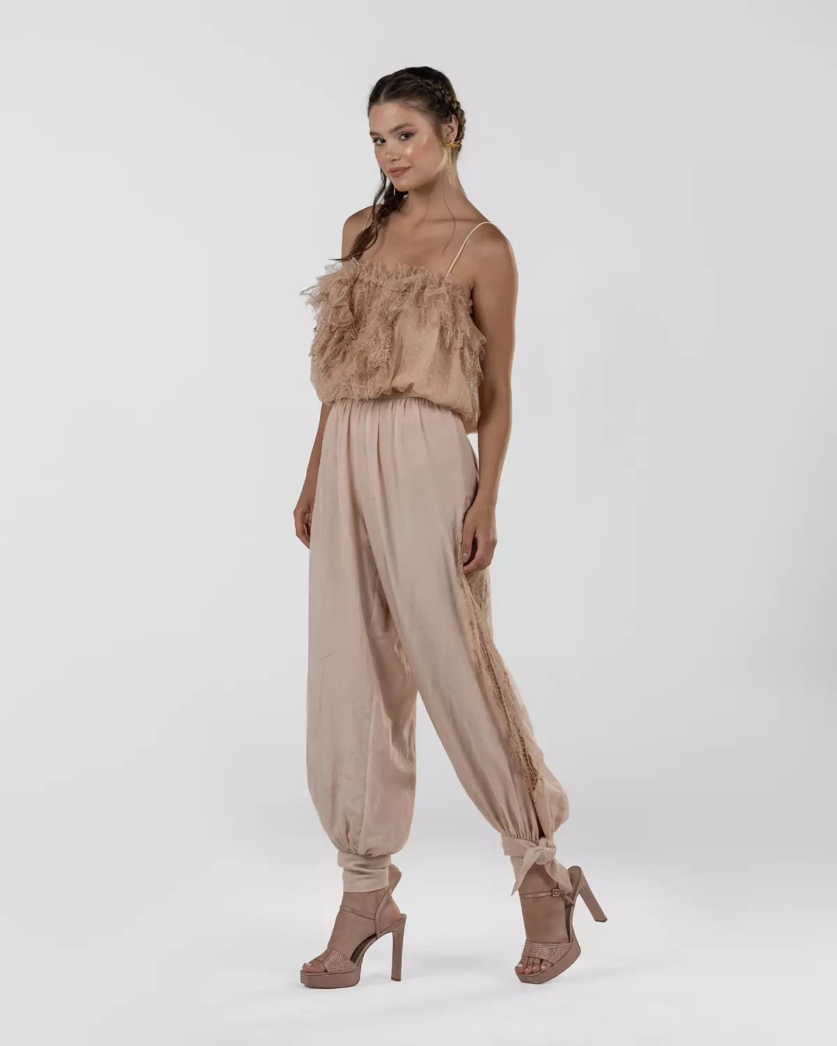  Playful Soft Pink Ruffled Strap Top 4